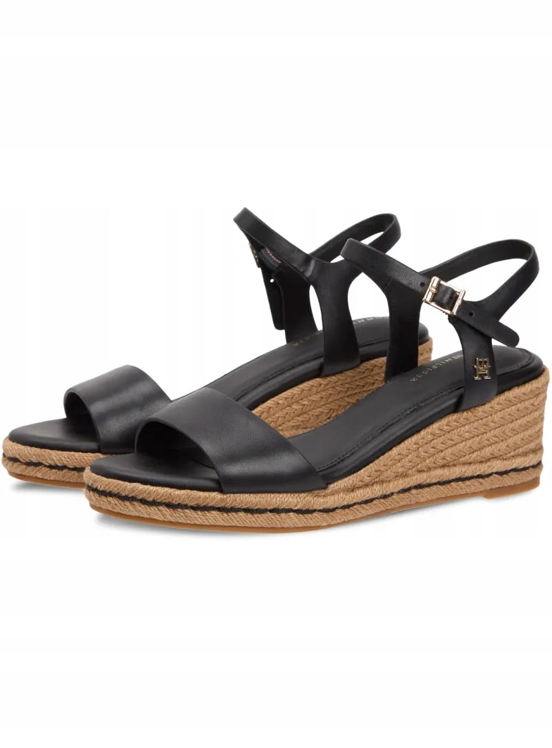 Espadrilky Tommy Hilfiger Kožené espady na klínku FW0FW09340 Bds 37