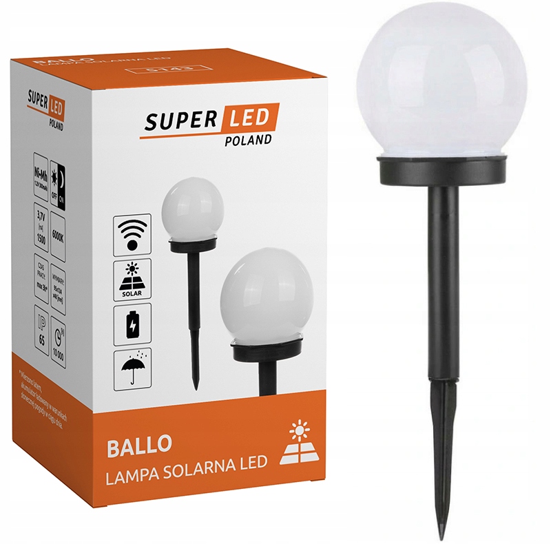 

Lampa ogrodowa Led Solarna Kula Biała 10 cm