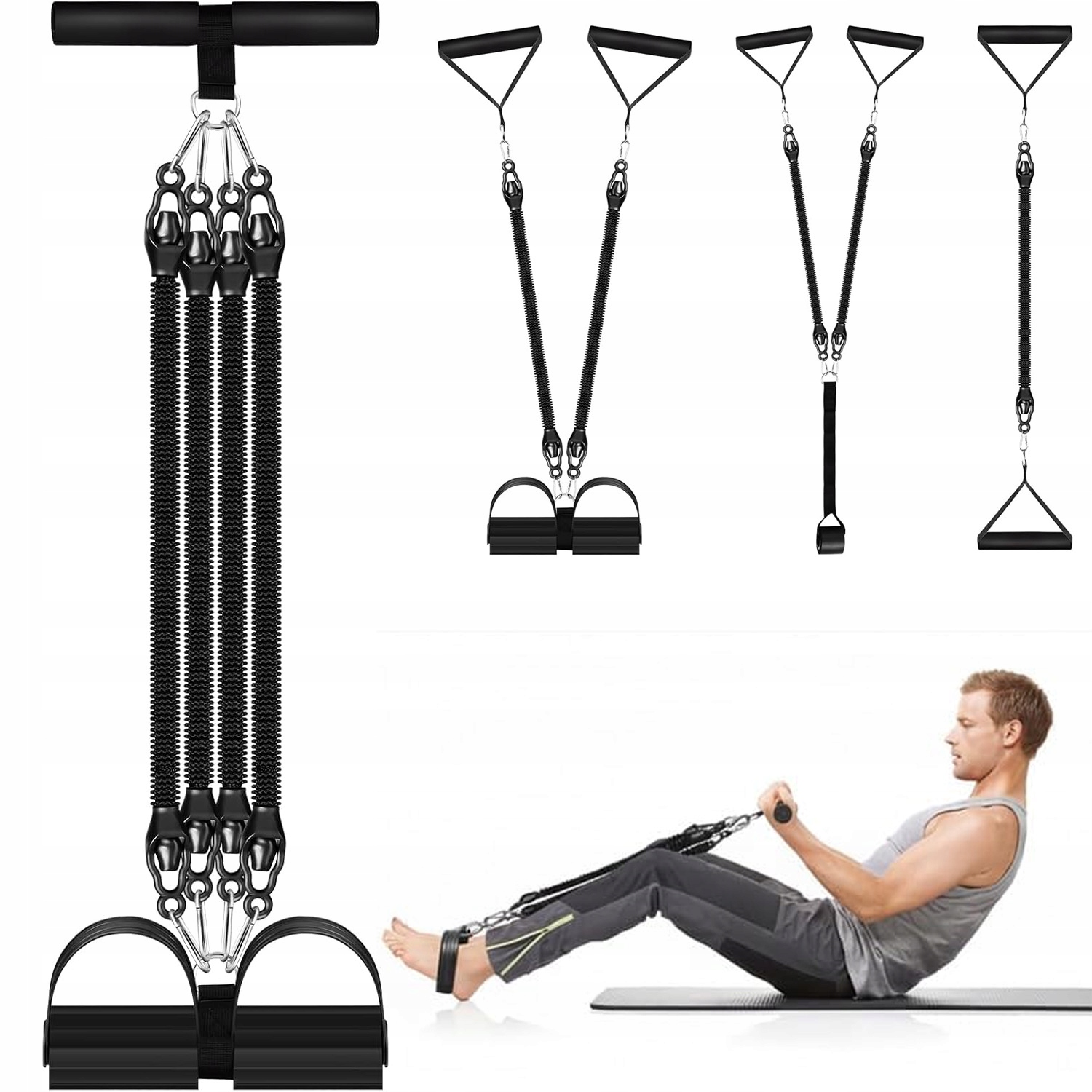 Fitness Ekspander Z 4 Taśmami Oporowymi I Akcesoriami Do Domu I Podróży