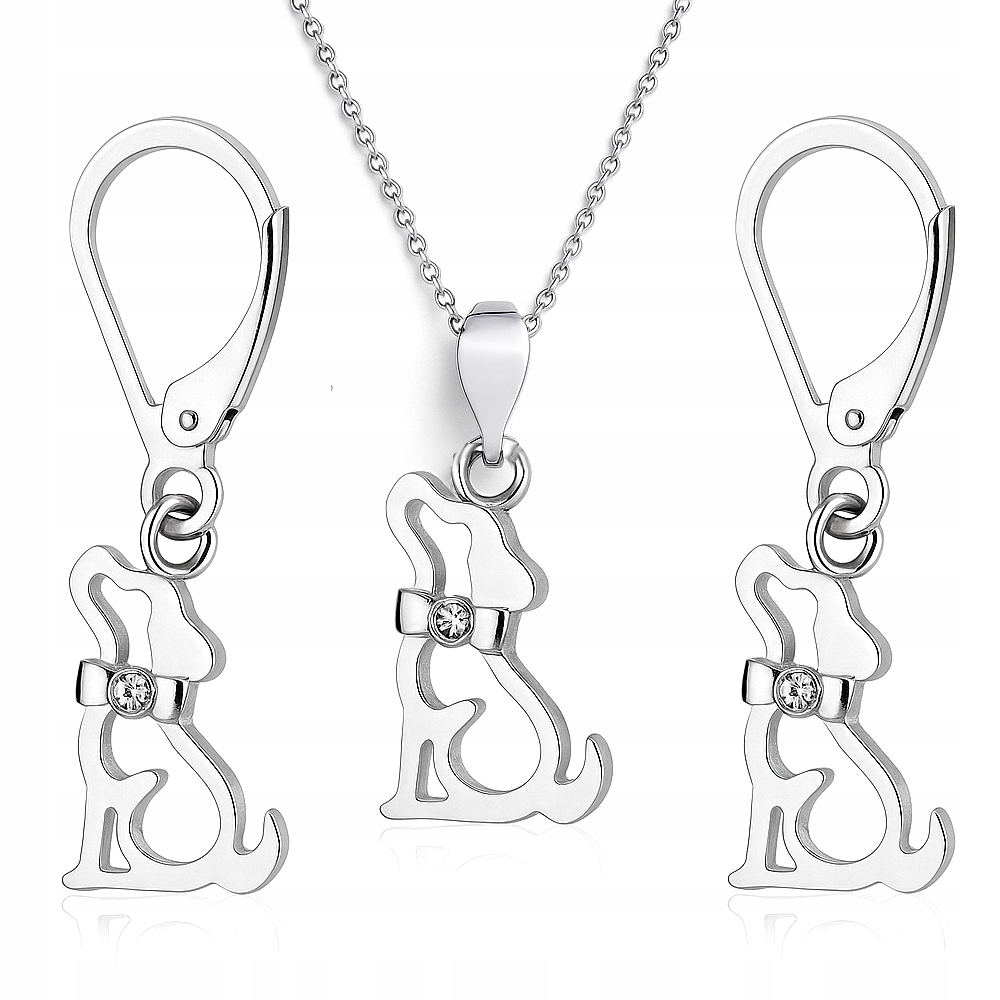 Stříbro 925 Stříbrný komplet šperků Pes Pejsek se zirkonem pro pejskaře