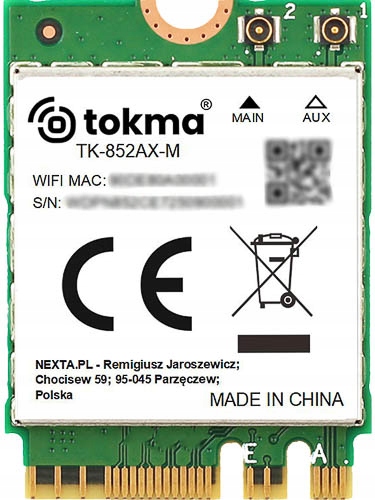 KARTA SIECIOWA LAPTOPA WEWNĘTRZNA WiFi 6 6E GIGABIT AX5400 M.2 6GHz 160MHz