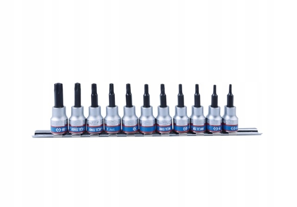 Torxové Nástavce S Otvorom 3/8'' 11 Dielov T8-T50 Koľajnicové Dielenské Náradie