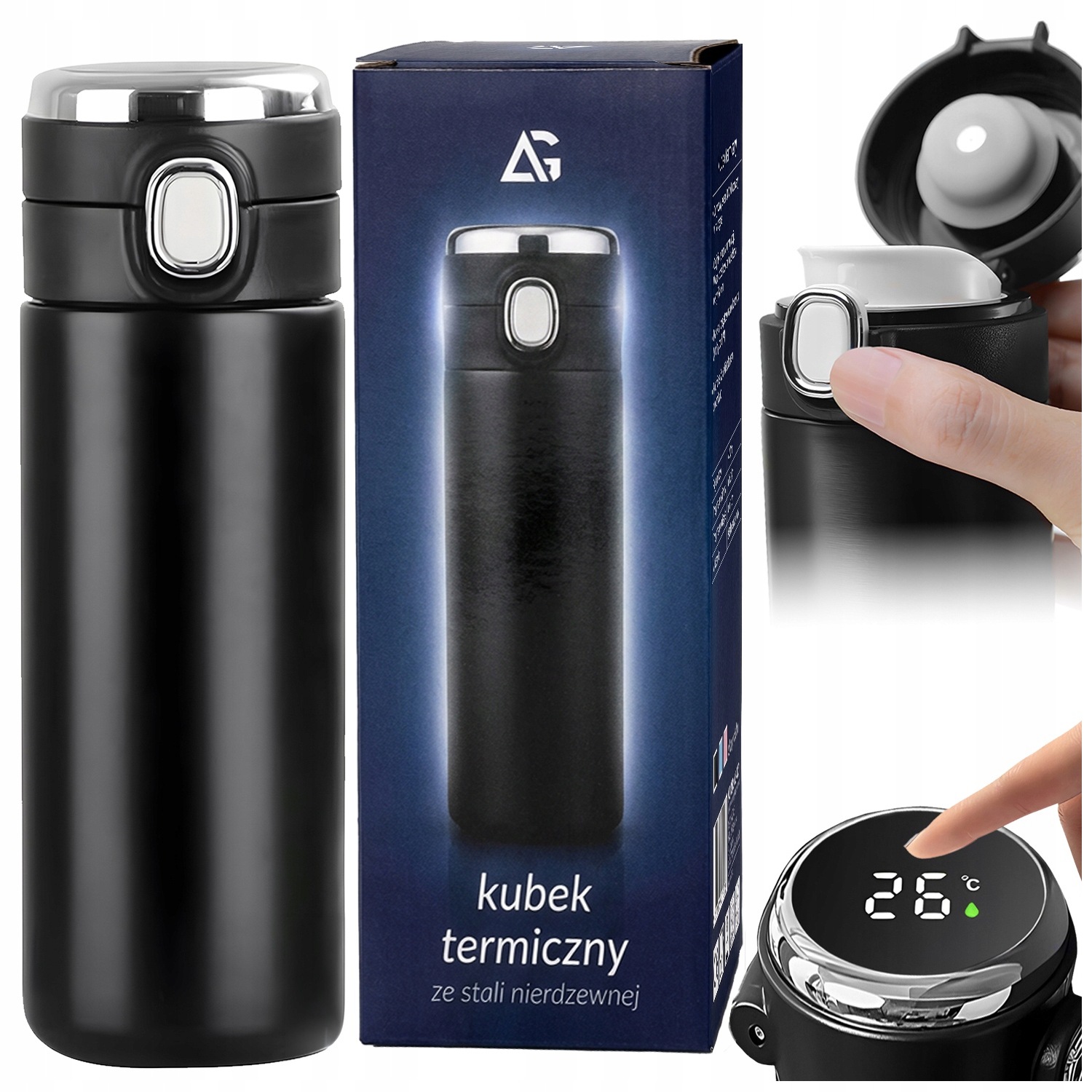 Kubek Termiczny Termos Do Kawy Z Ustnikiem 420ML Wyświetlacz LCD Szczelny