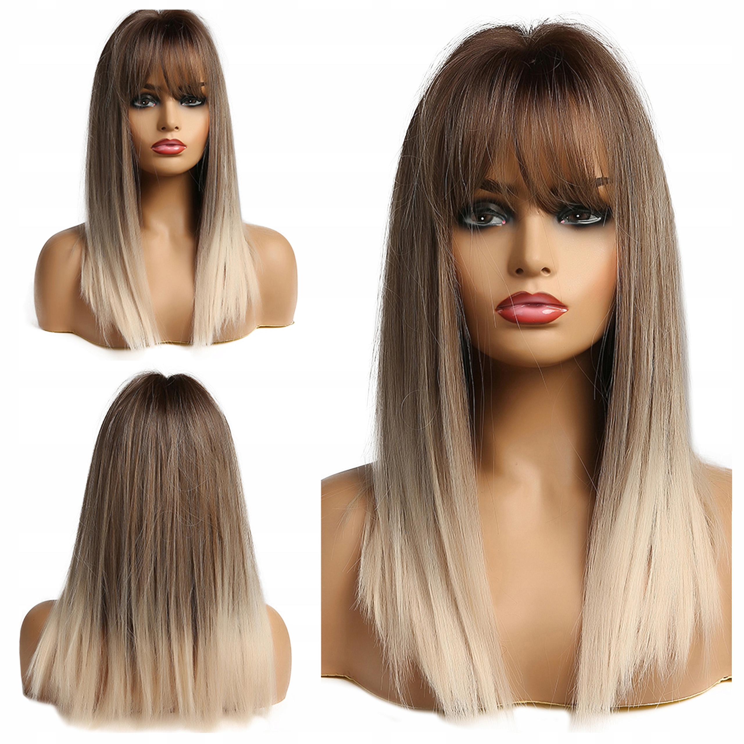 

Peruka włosy Jak Naturalne blond Ombre Grzywka