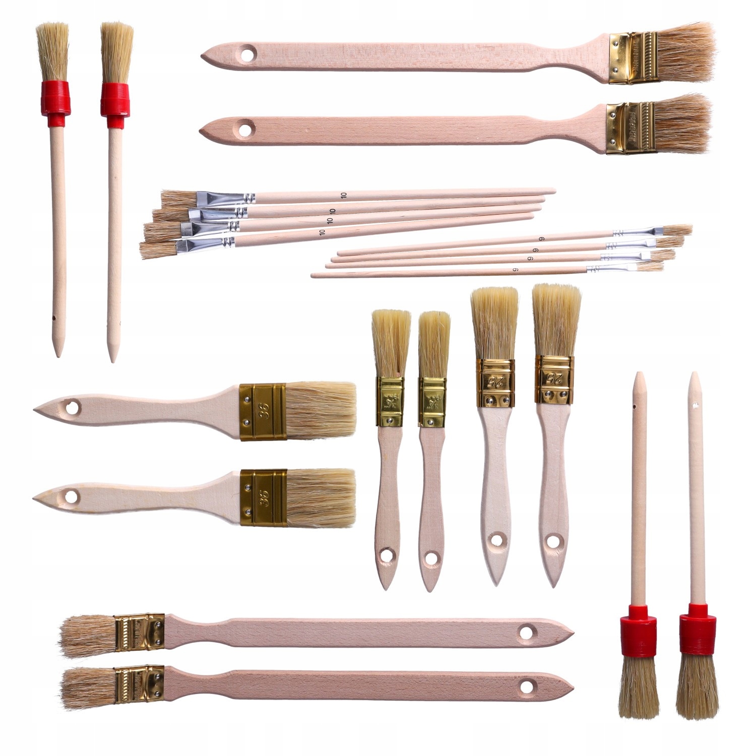 

Zestaw pędzle Płaskie, Okrągłe, Kaloryferowe 22szt