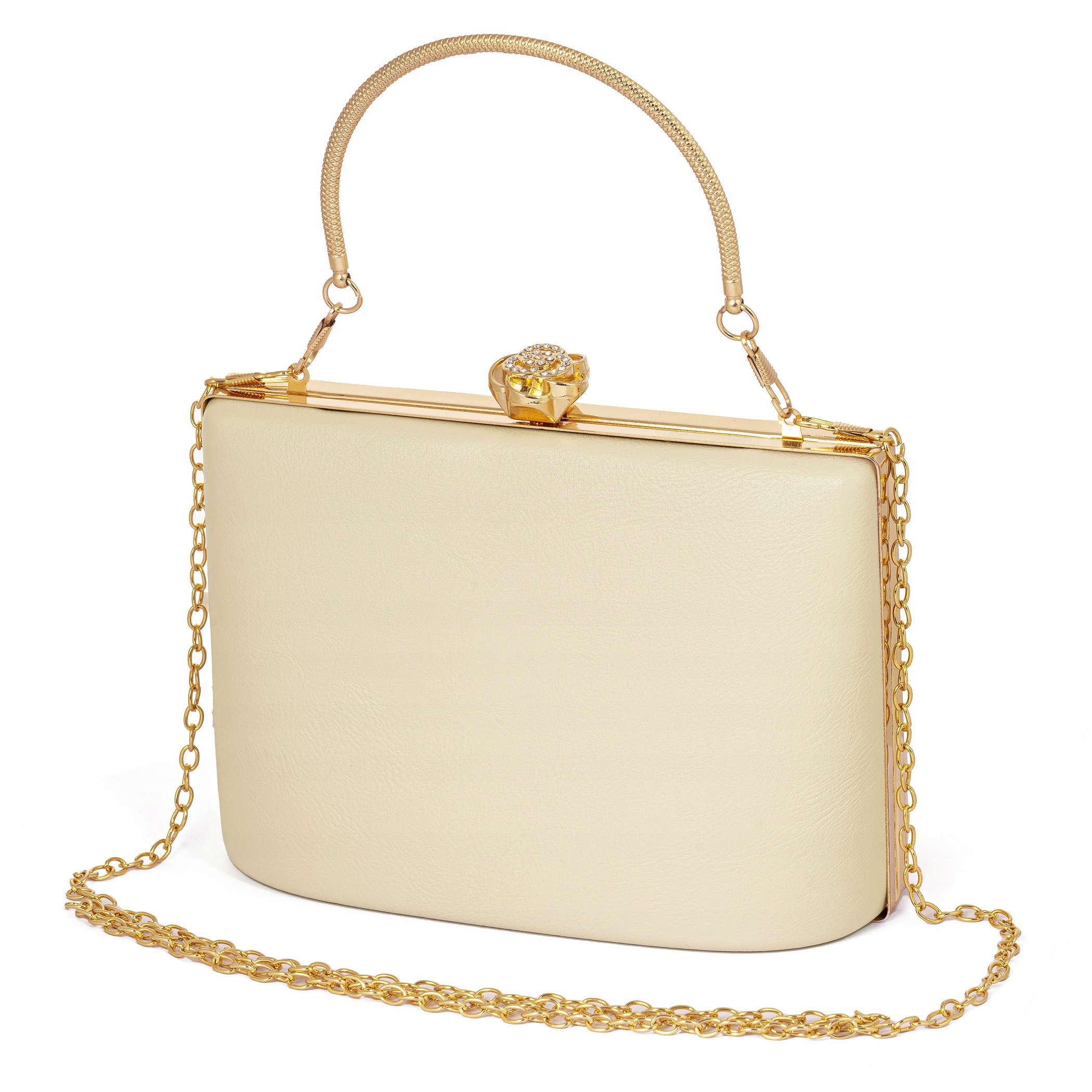 Dámská Návštěvnická Kabelka Psaníčko Krabička Na Řetízku Zirkony Box Ecru