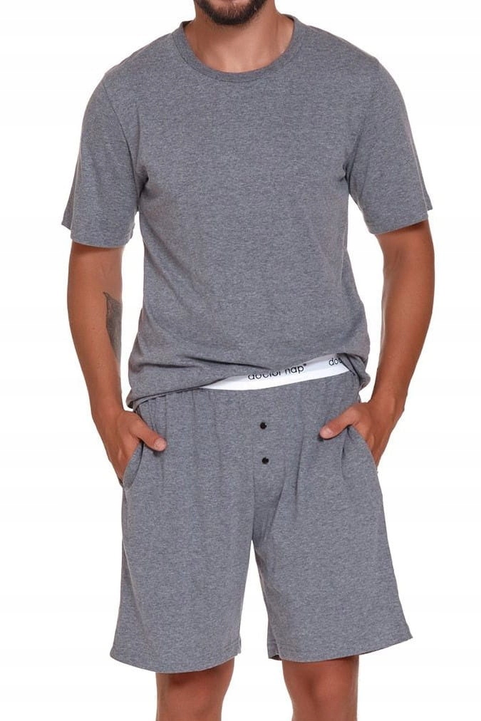 Pánské bavlněné pyžamo Dn-nightwear PMB.4332 šedé [Velikost XL]