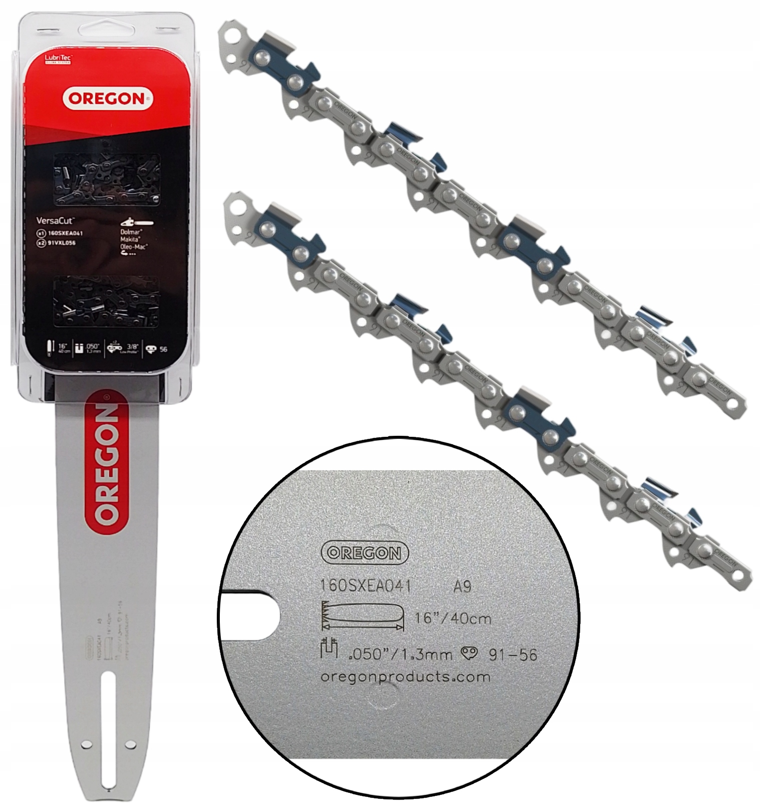 Zestaw Oregon Prowadnica 160SXEA041 40cm 2x Łańcuch do Piły Pilarki