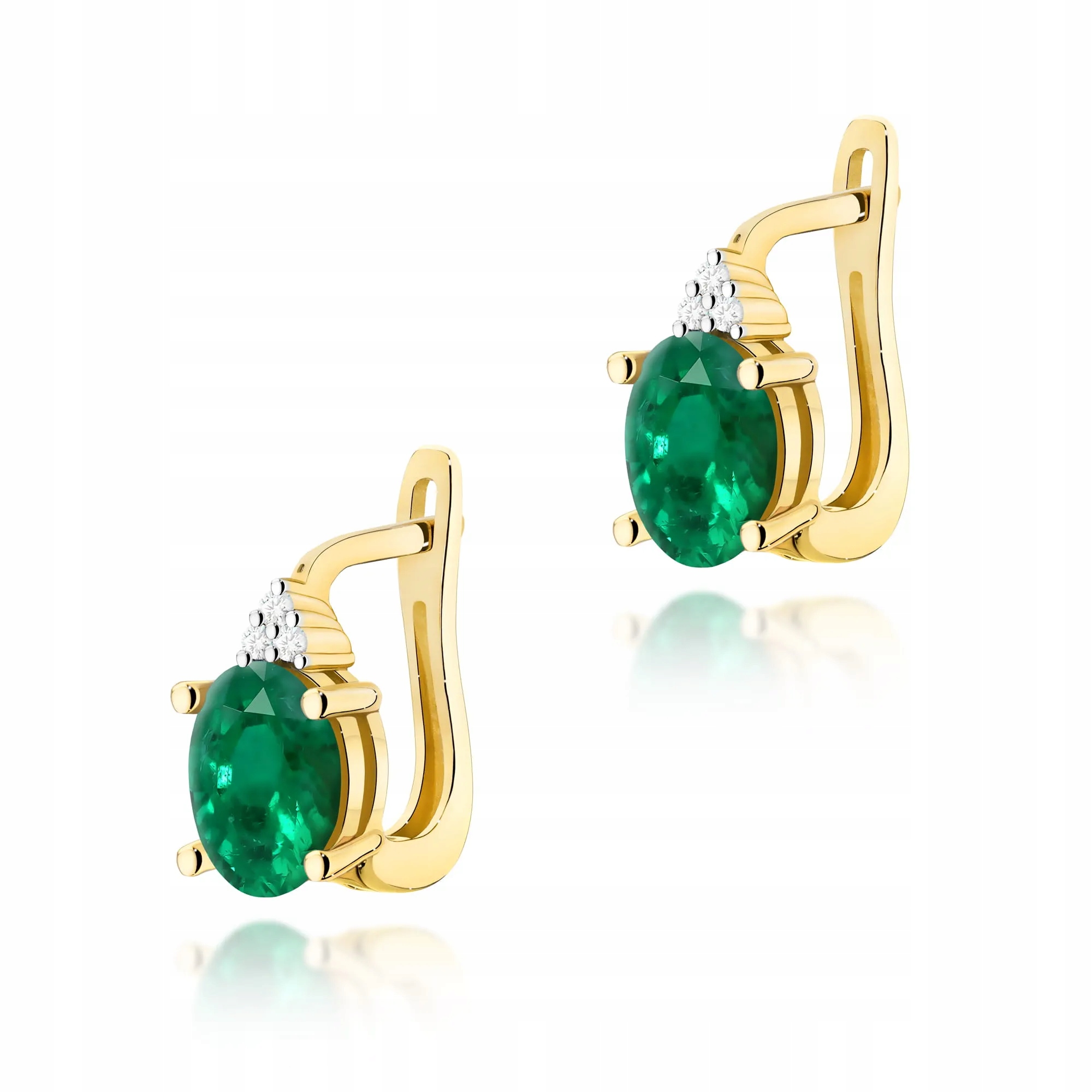 Złote kolczyki Szmaragd 2 x 0,80ct żółte złoto pr. 585