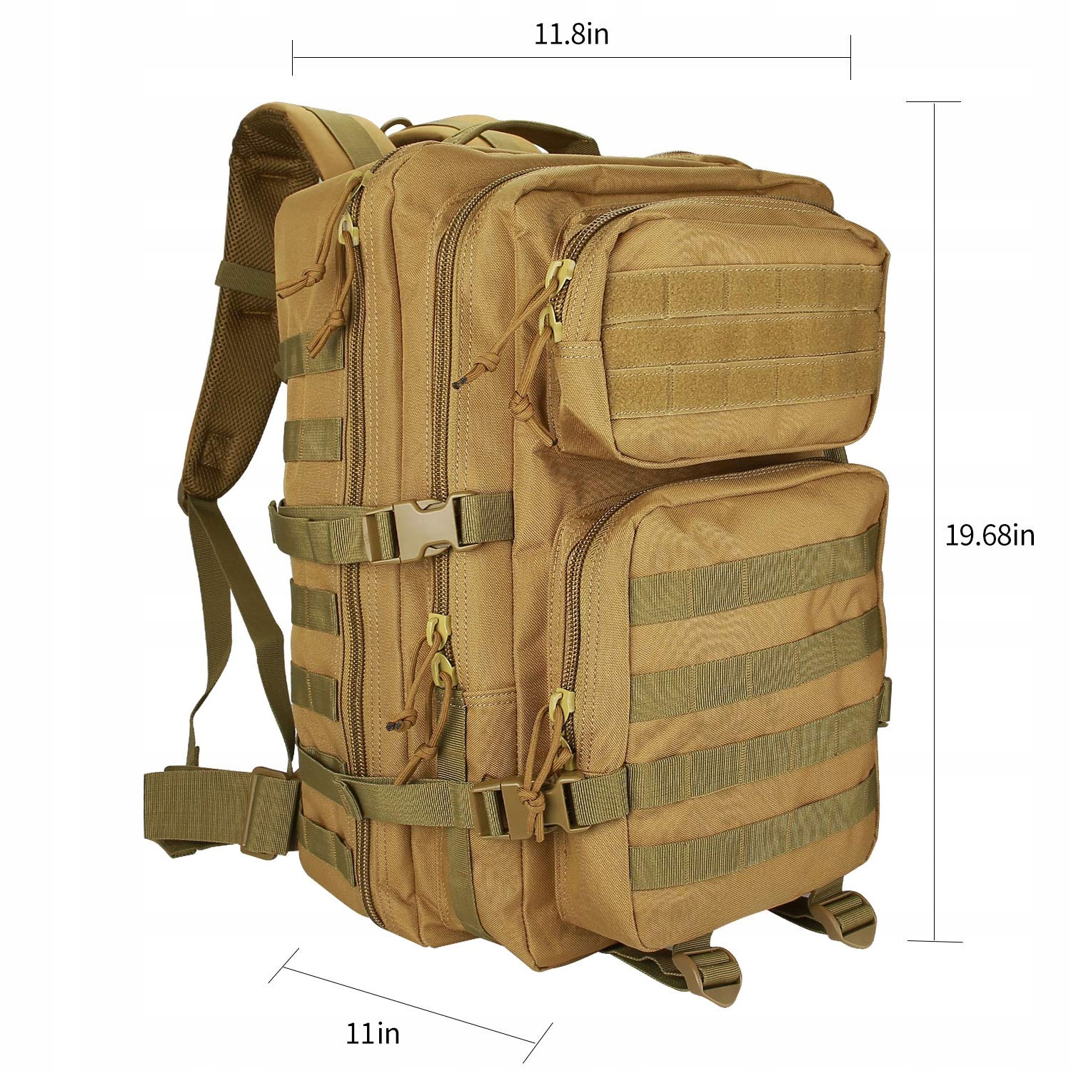 PROCASE Plecak Taktyczny 40L Duża Pojemność Na Wędrówki Kemping Khaki — miniatura 4