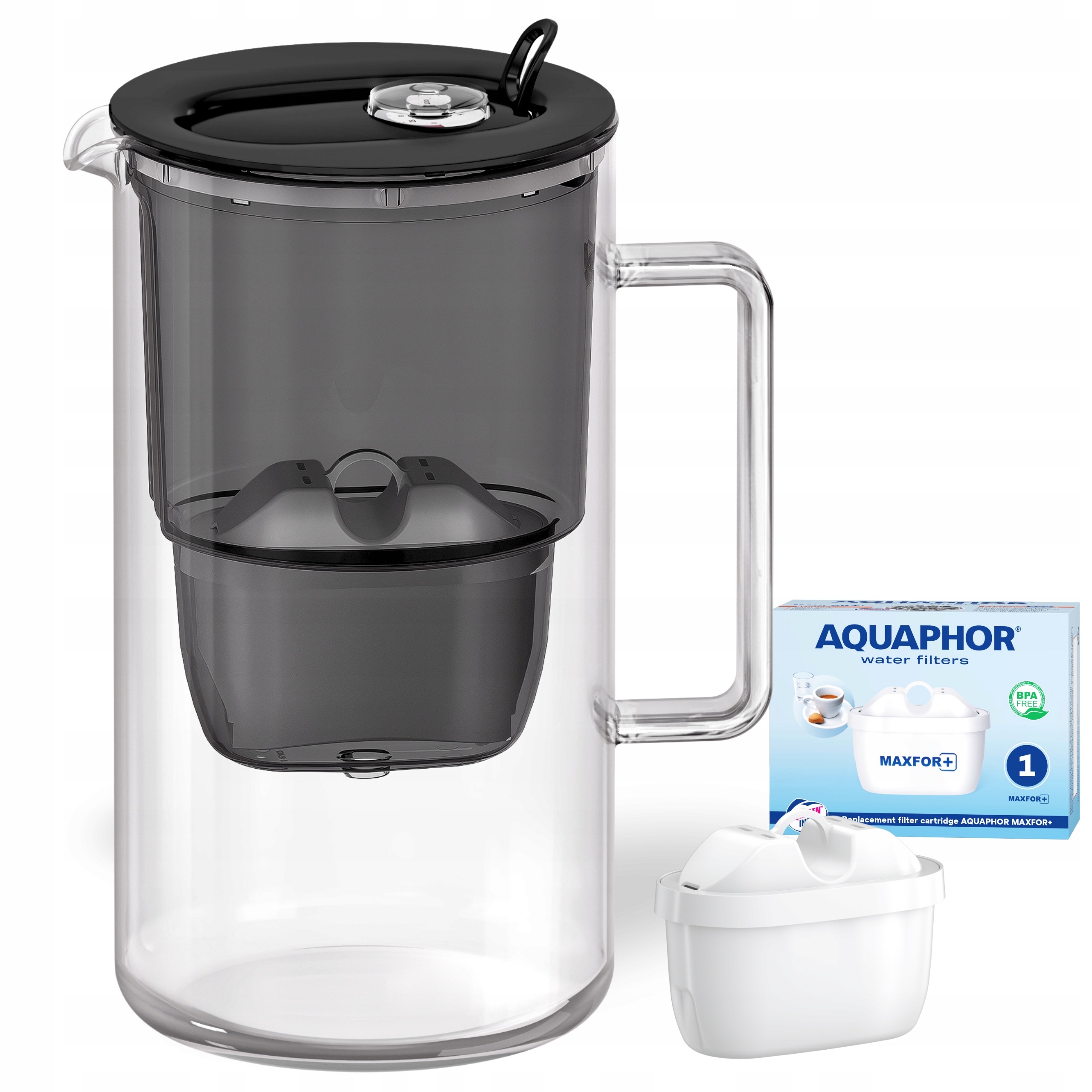 Filtrační konvice skleněná Aquaphor Glass černá filtr Maxfor
