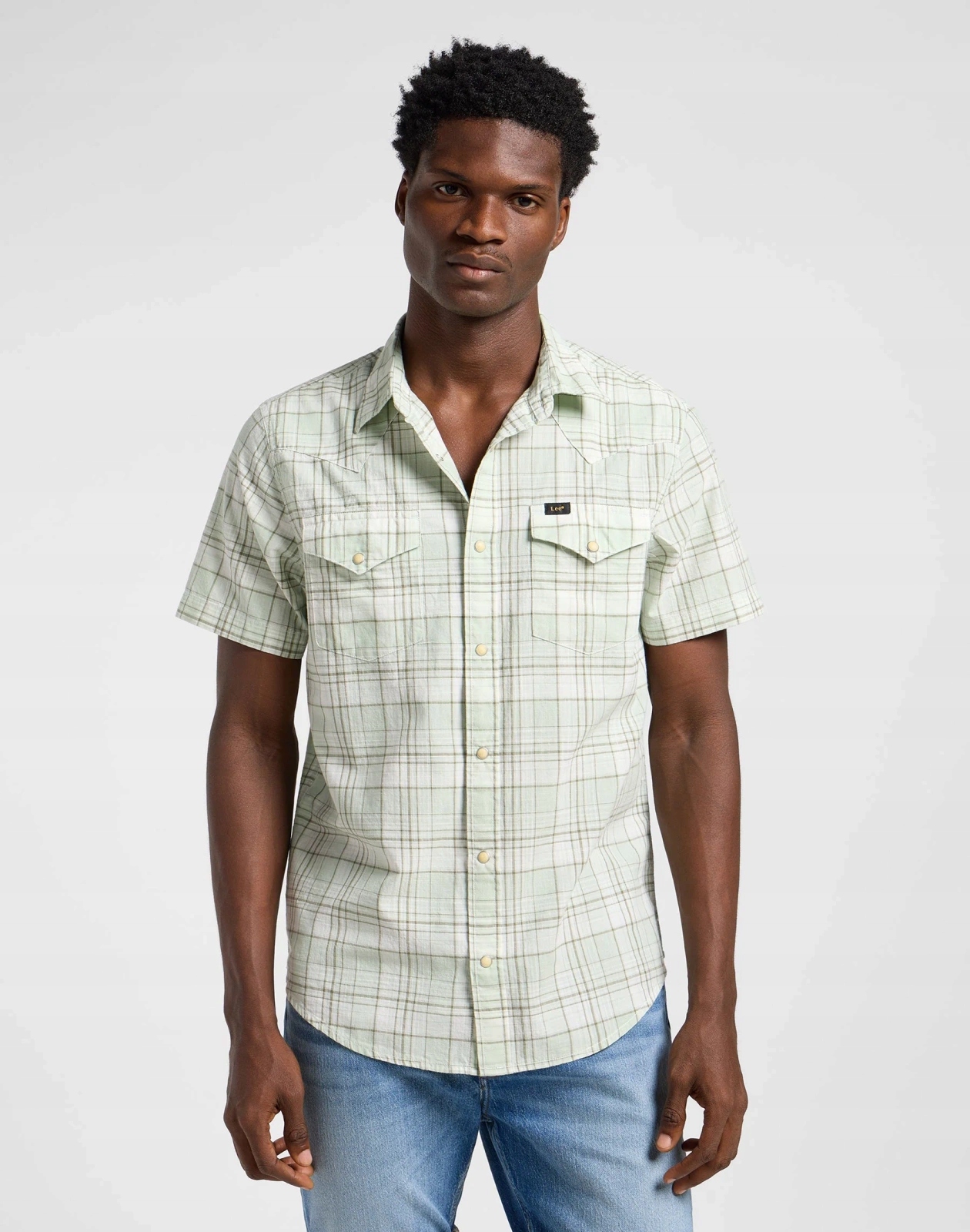 Pánská košile Lee Ss Western Shirt Mercantile Sage Ombre 112364120 M