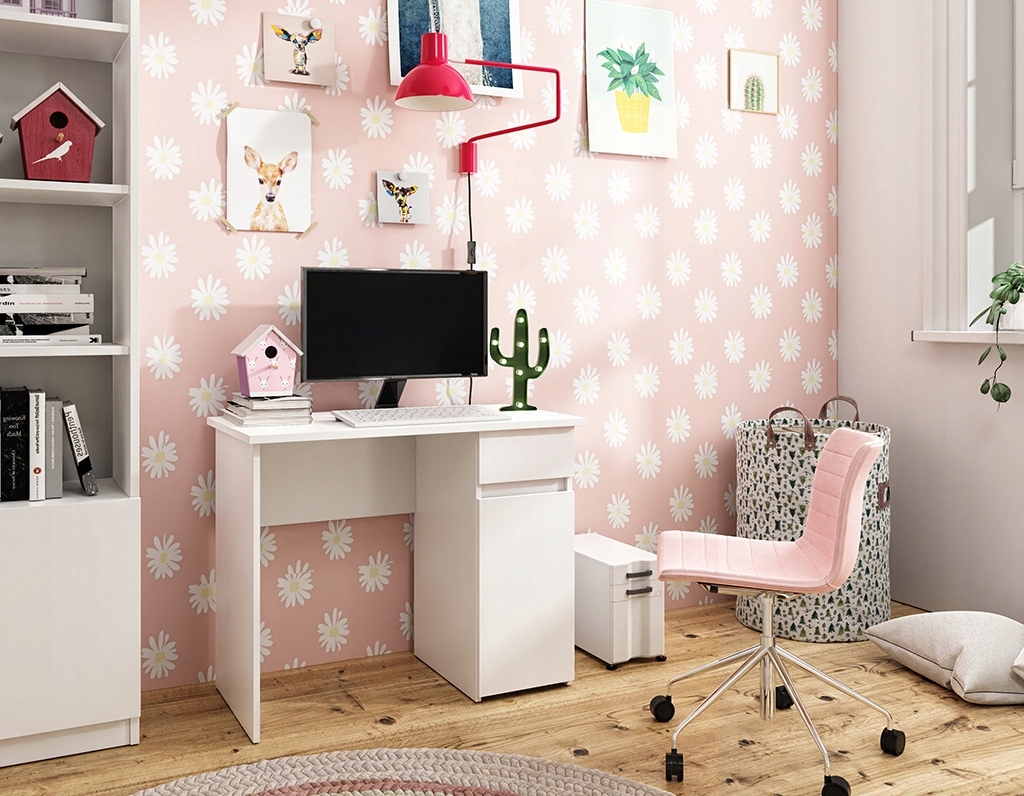 MIA BIURKO BIAŁE 92 cm z szufladą TANIE ZGRABNE