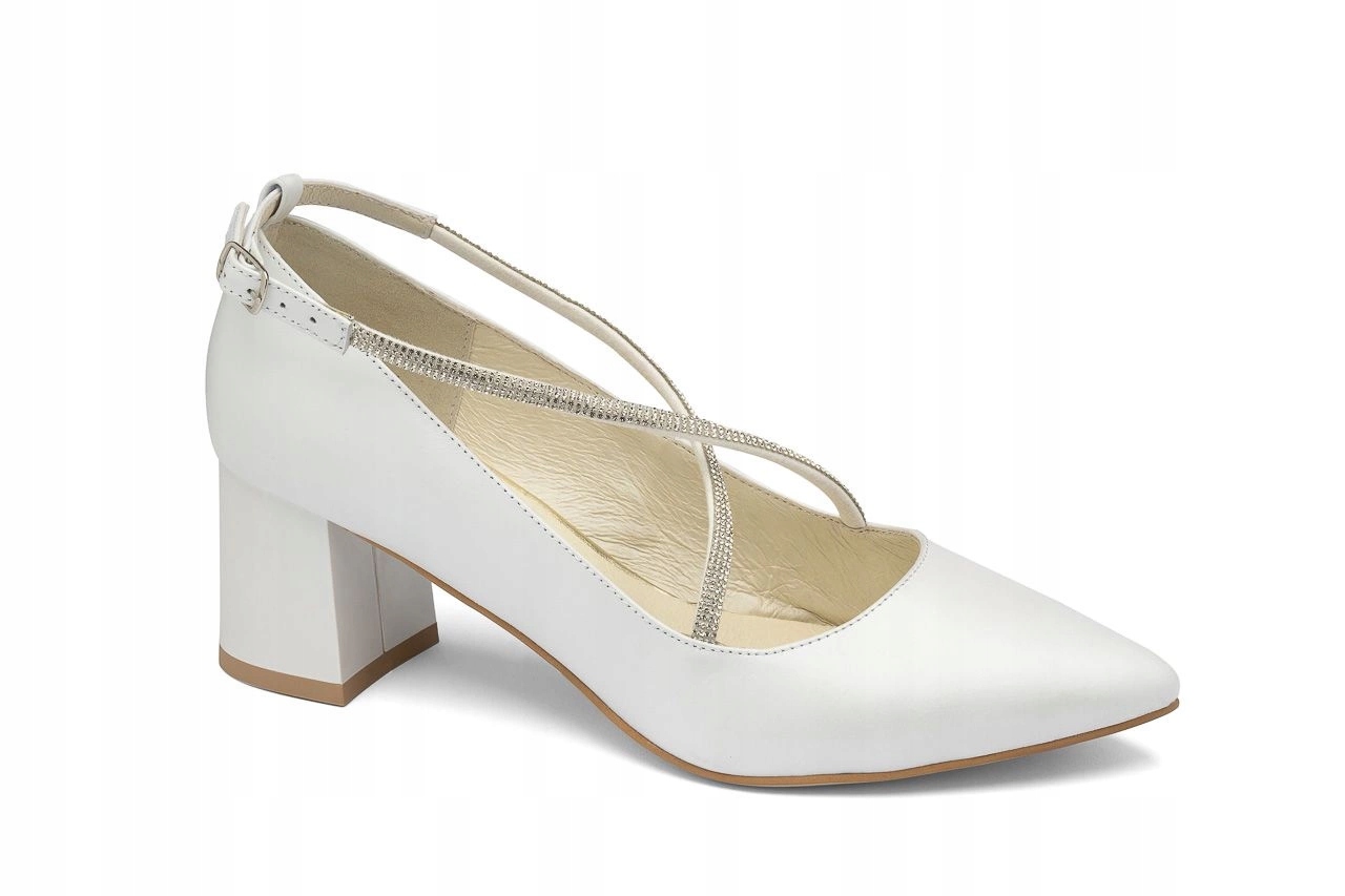 Nízké lodičky s ozdobnými proužky na kříži, bílá borůvka, velikost 36