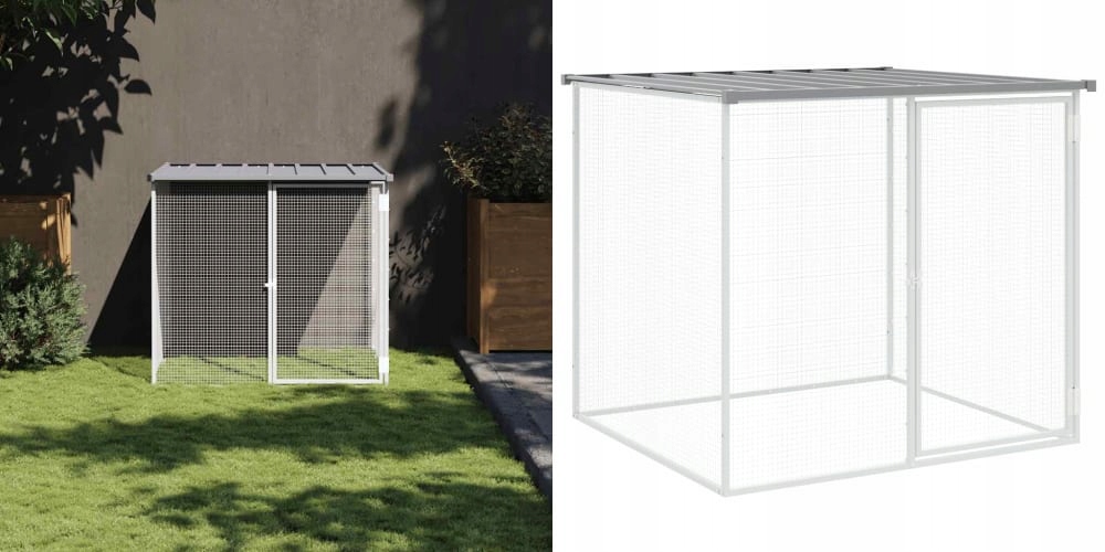 Světle šedá klec pro kuřata, 103 x 98 x 90 cm, se střechou, ocel