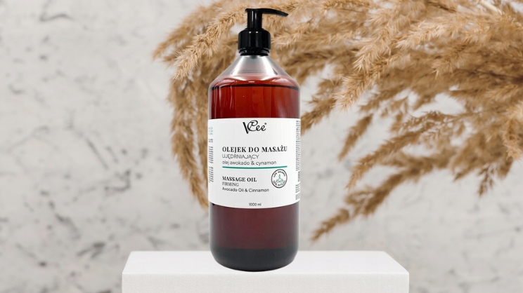 OLEJEK DO MASAŻU UJĘDRNIAJĄCY OLEJ Z AWOKADO&CYNAMON VCEE 1L Stan opakowania oryginalne