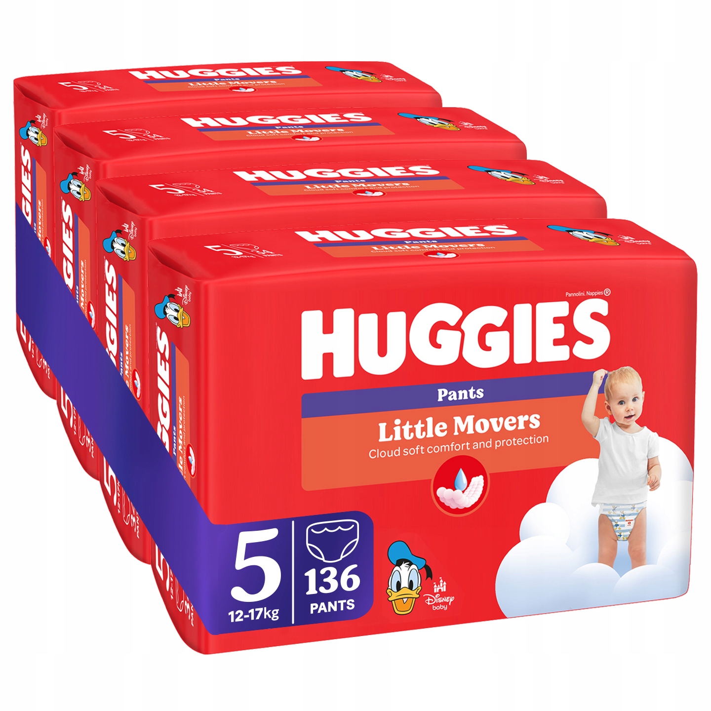 Huggies Pieluchomajtki Little Movers Pants 5 (12-17 kg) Jumbo Pack 4x34szt