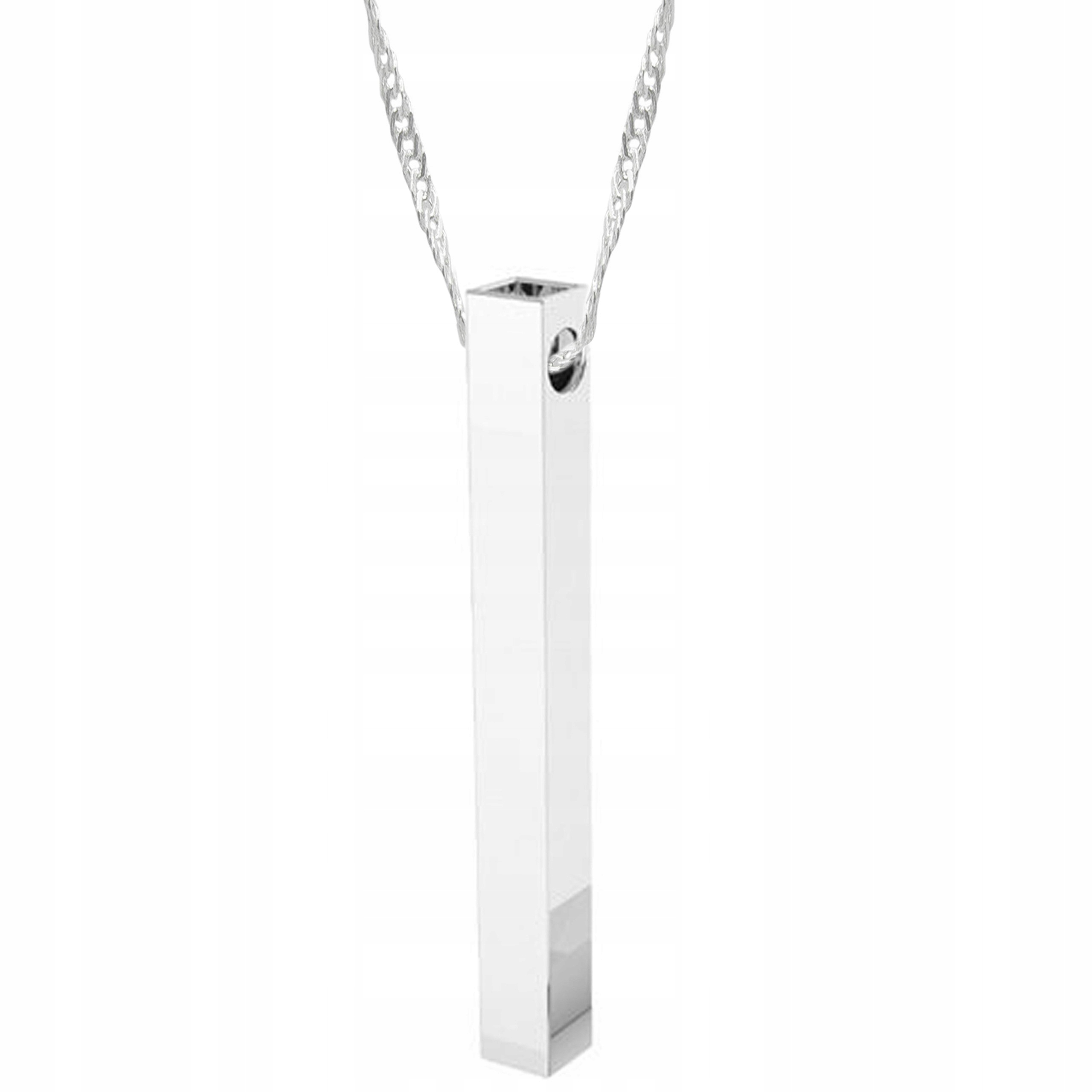 Stříbrný náhrdelník s obdélníkovou trubkou, obdélníková destička Stříbro 925