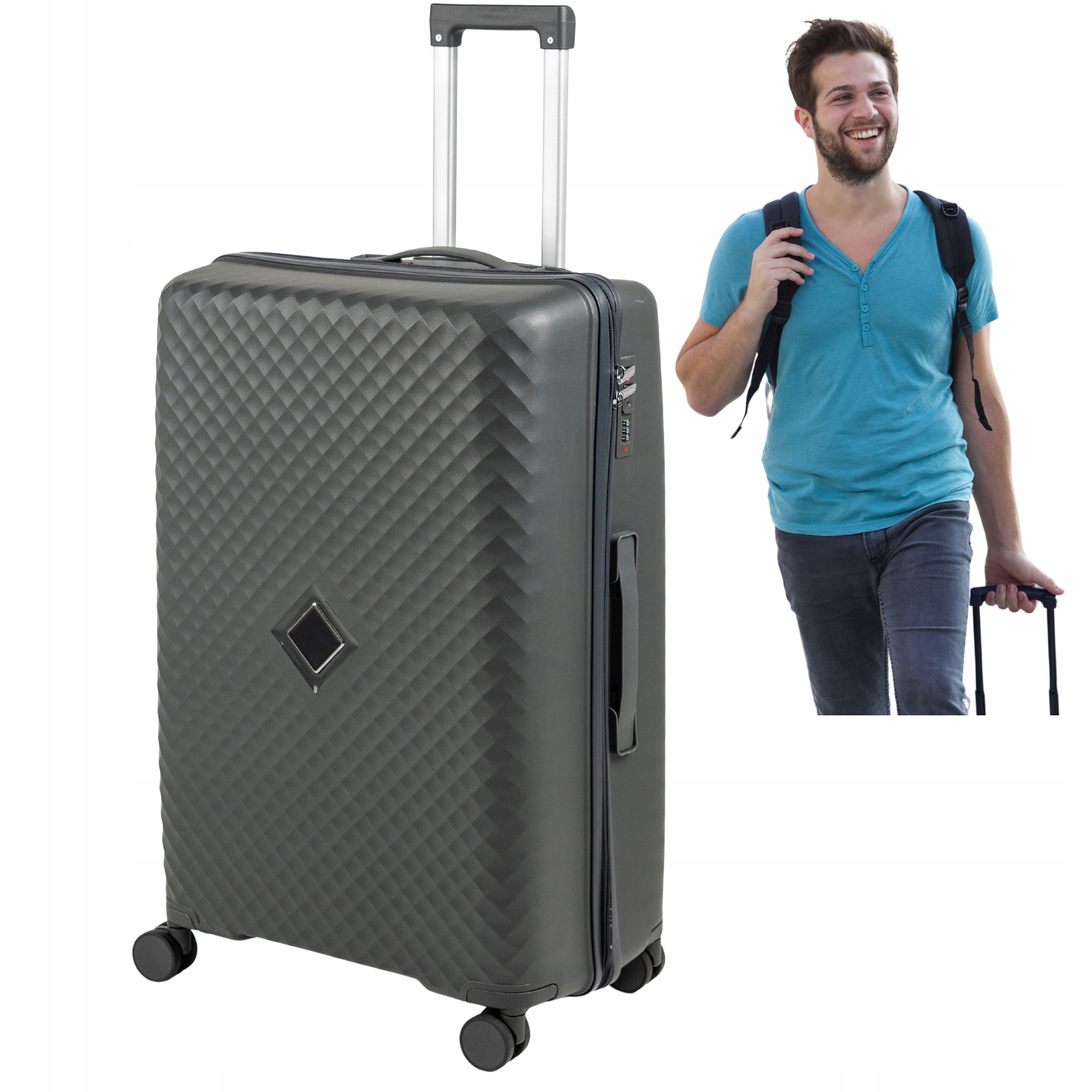 Velký Cestovní Kufr Šedý Pánský Odolný Z Pp 75*50*31 Na Kolečkách Prostorny