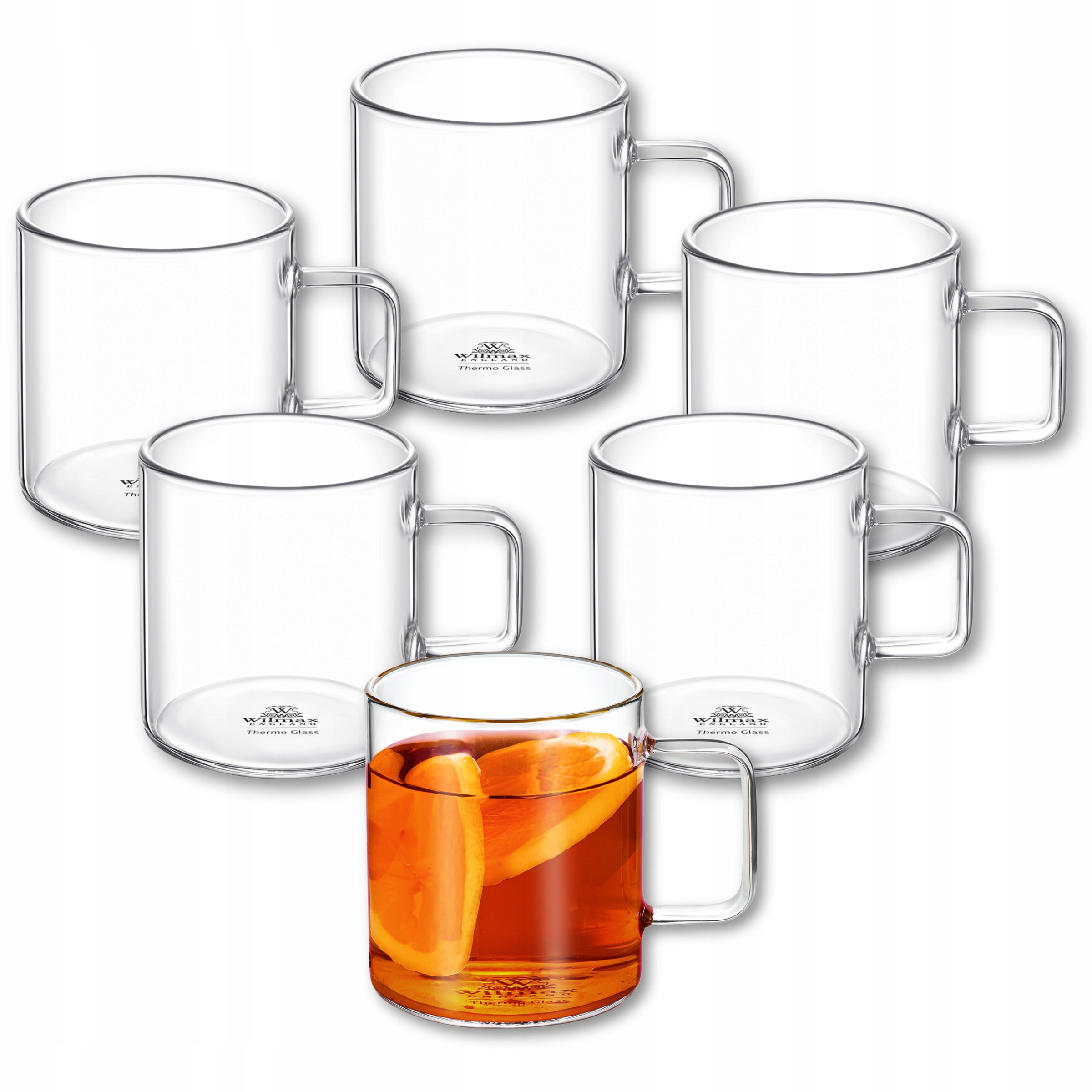 Sklenice na čaj a kávu sklo s uchem Wilmax 6x400 ml