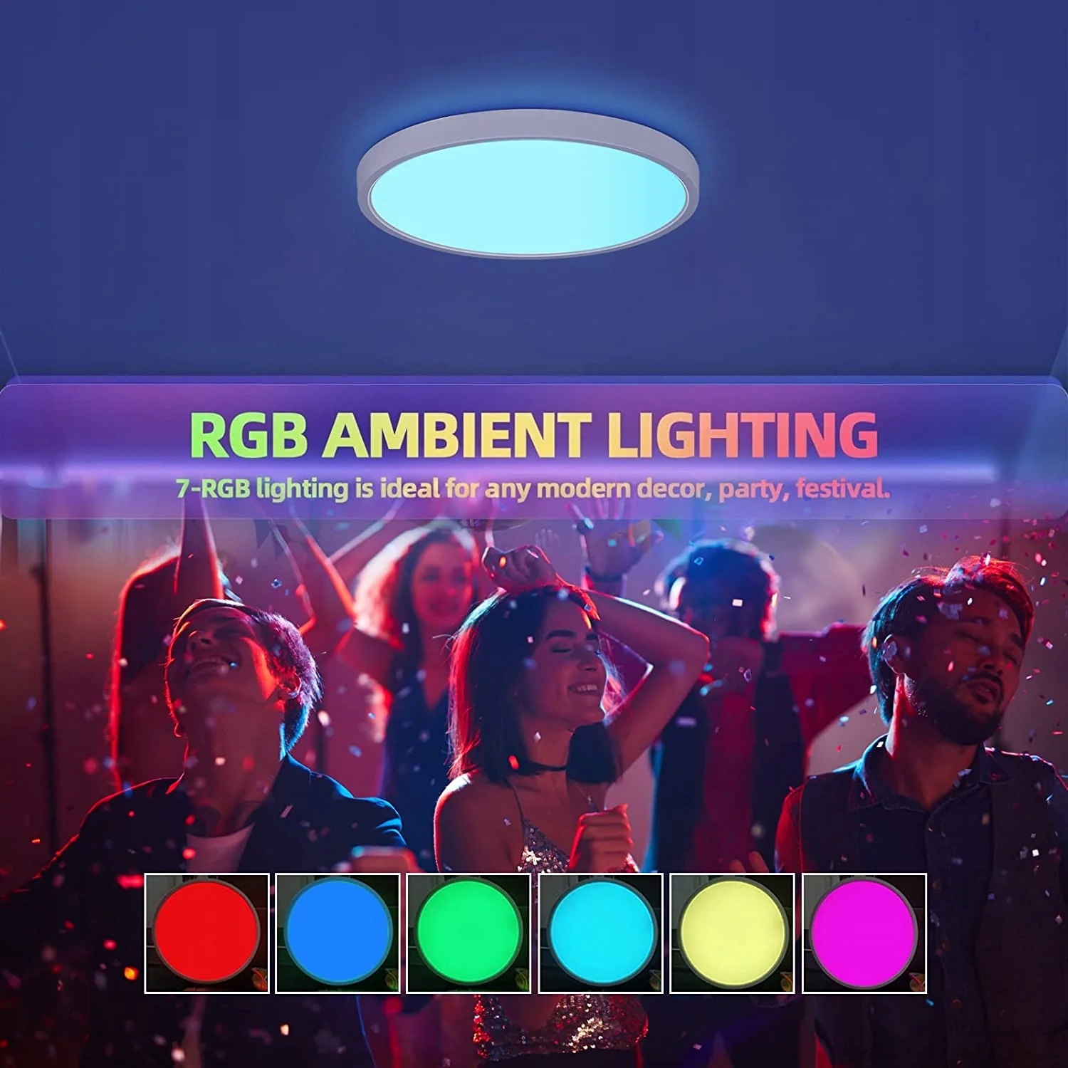 LAMPA SUFITOWA LED PLAFON OKRĄGŁY BIAŁY ŁAZIENKI Z PILOTEM RGB IP40 Rodzaj gwintu zintegrowane źródło LED