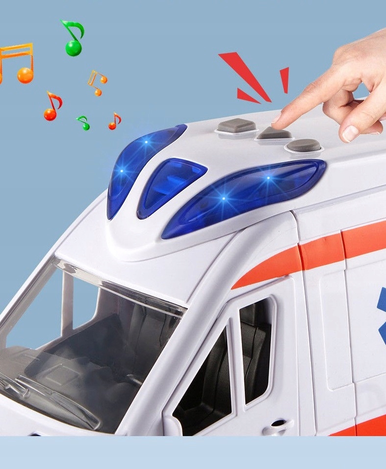 AUTO KARETKA POGOTOWIA AMBULANS NAPĘD GRA ŚWIECI+ BRELOK Wiek dziecka 3 lata +