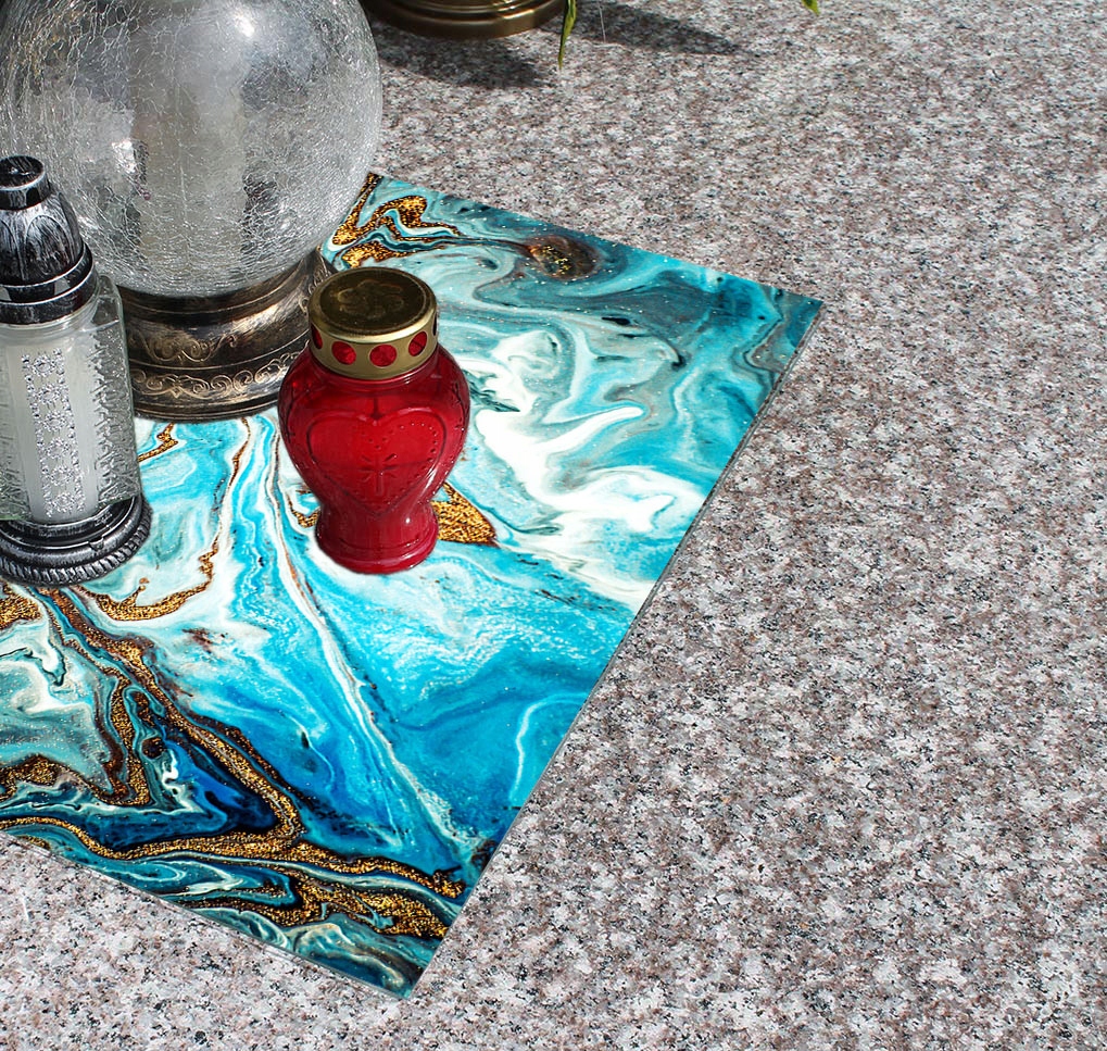 Podstawka DUŻA na CMENTARZ pod ZNICZE Szkło Hartowane POMNIK 90x52cm MARMUR Szerokość produktu 90 cm