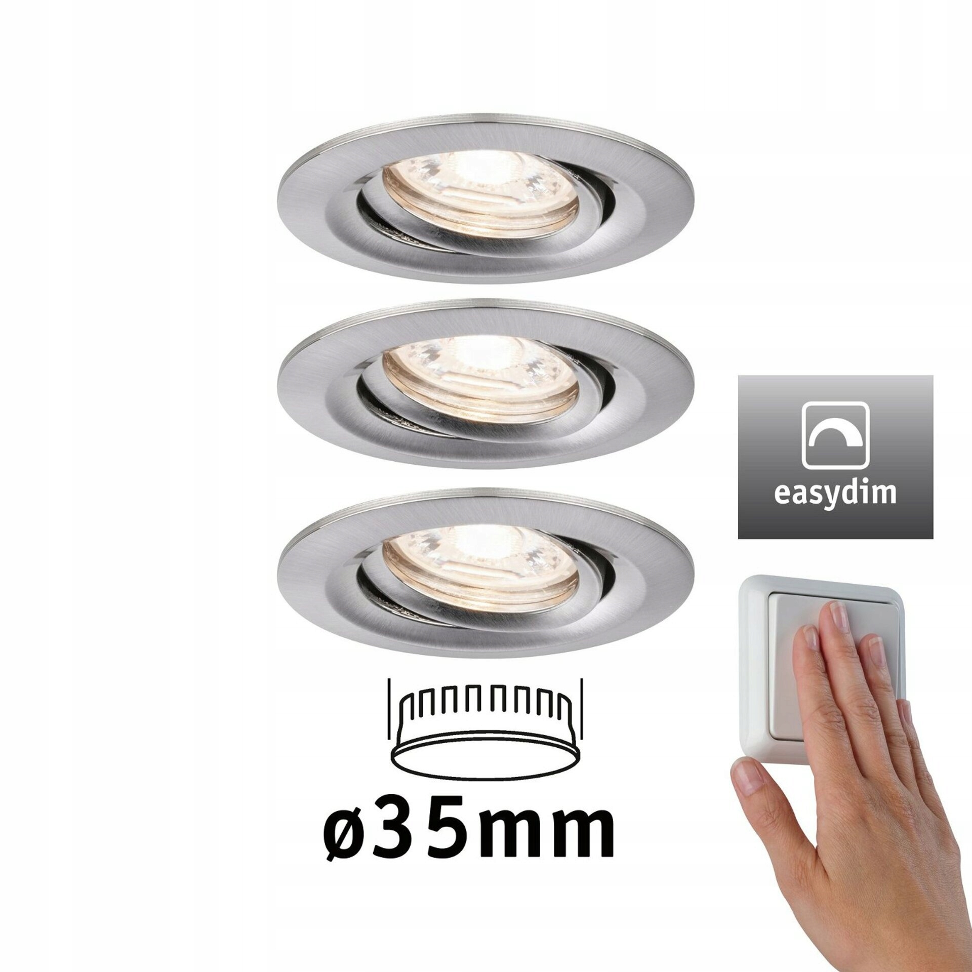 Paulmann Led vstavané svietidlo Nova Mini Plus EasyDim, 3x4,2W, kov, výklopn
