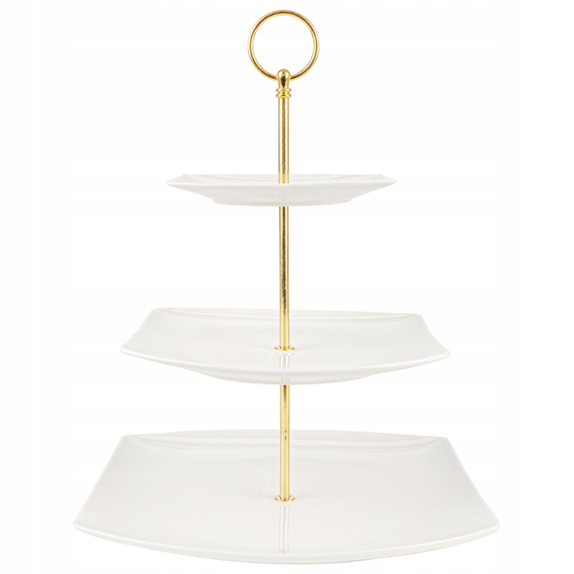 PATERA PORCELANOWA PIĘTROWA BIAŁA NOWOCZESNA NA CIASTO OWOCE 3-POZIOMOWA