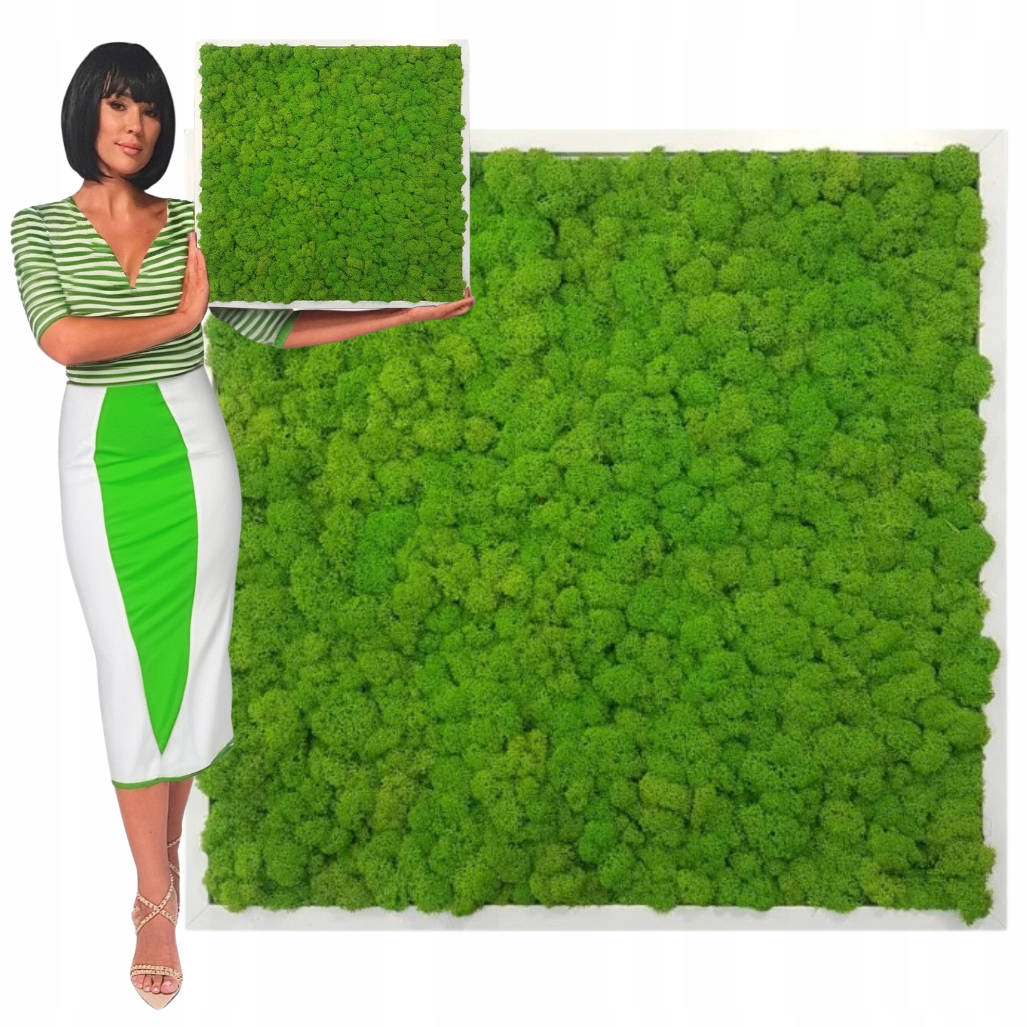 OBRAZ Z MCHU w drewnianej ramie 50x50 cm mech chrobotek DEKORACJA z mchu