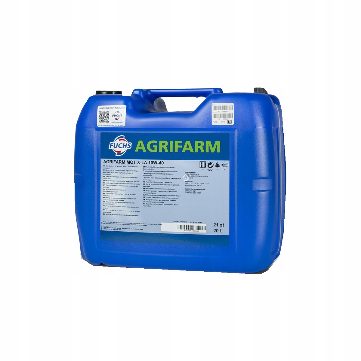 

Fuchs Agrifarm Mot X-la 10W40 20L.