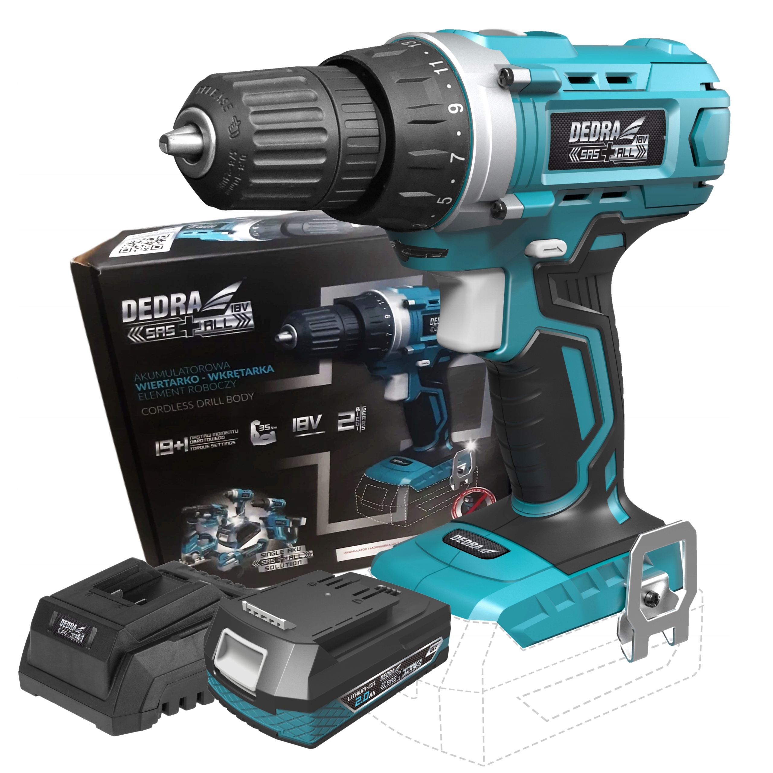 

Dedra DED7040 Wiertarka-wkrętarka Aku Sas+ 18V 2Ah