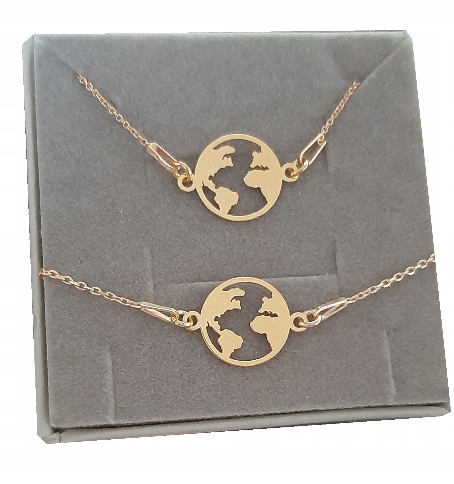 

Komplet srebrny ziemia kula ziemska Srebro 925