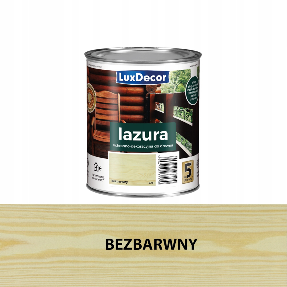 Luxdecor Ochranná A Dekorativní Lazura Na Dřevo 4,5 L, Bezbarvá