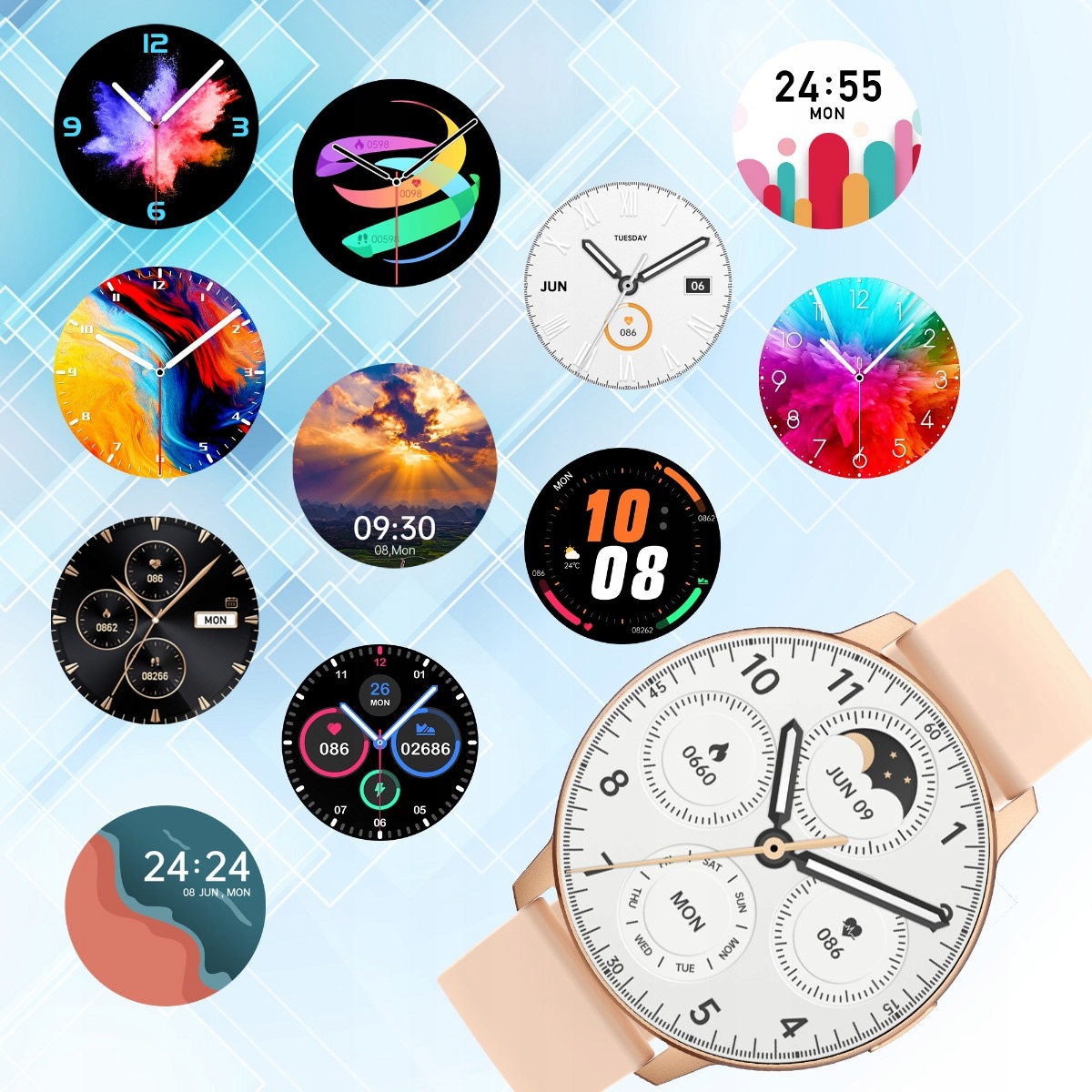 SMARTWATCH ZEGAREK DAMSKI POLSKIE MENU ROZMOWY SPORT PULS 2 PASKI AMOLED Wodoszczelność tak