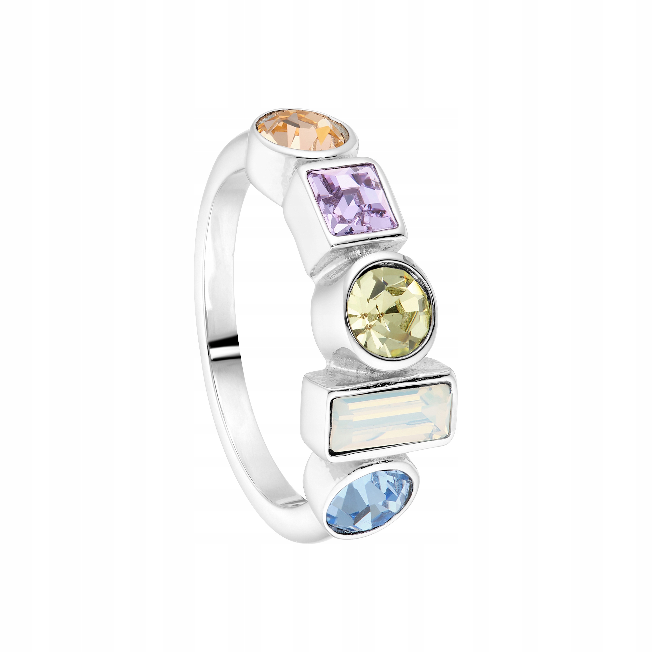 Prstýnek s pastelovými krystaly Swarovski Ocel