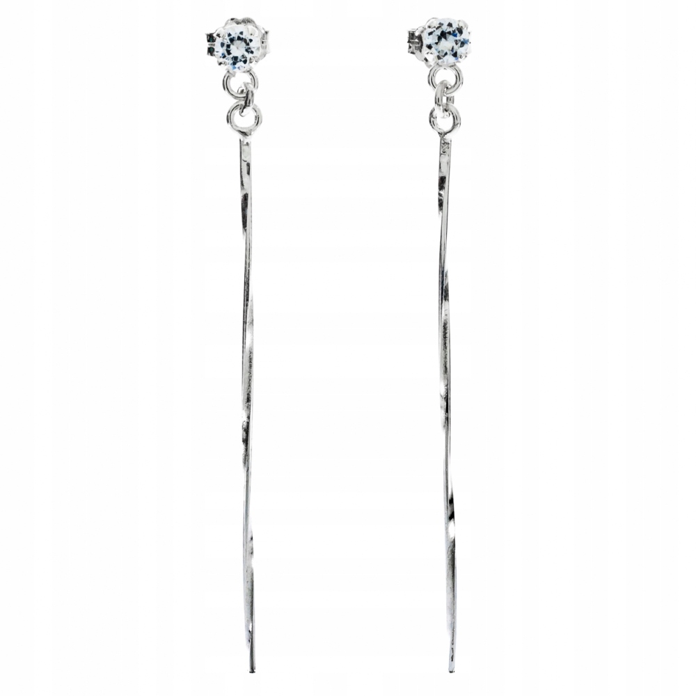 

Srebrne Kolczyki Długie Z Cyrkoniami Na Sztyft 925