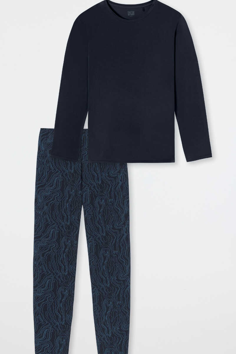 Pánské pyžamo s dlouhým rukávem 181181 tmavě modrá Schiesser XL, modrá