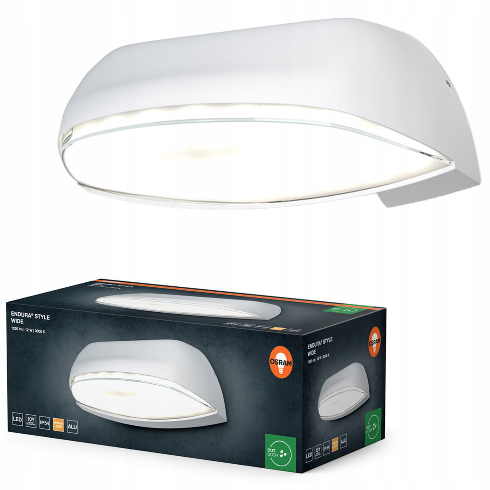 Zahradní nástěnné svítidlo Venkovní Led lampa 12W 530lm 3000K Bílá IP54 Endura