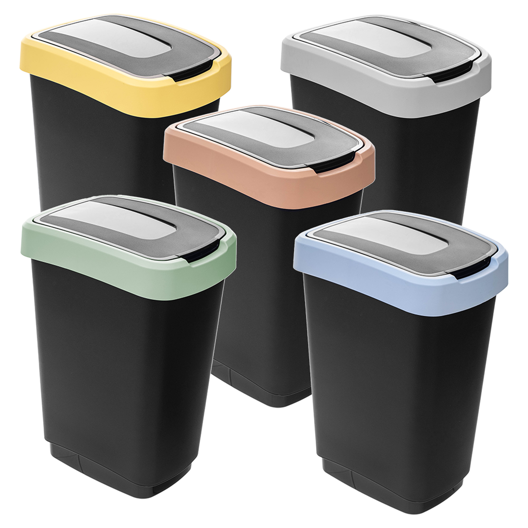 Kôš Na Odpadky Do Kuchyne 25L Nádoba S Klapkou Odpady Segregácie Sada 5ks