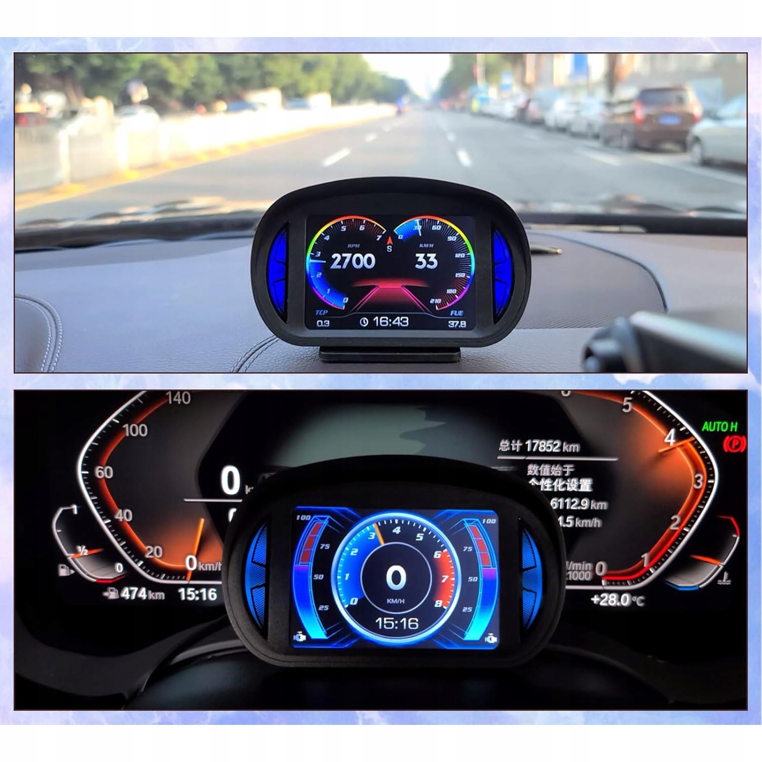 WYŚWIETLACZ PROJEKTOR LED LCD HUD OBD+GPS 2 W 1 WYSOKA JAKOŚĆ Producent bez marki