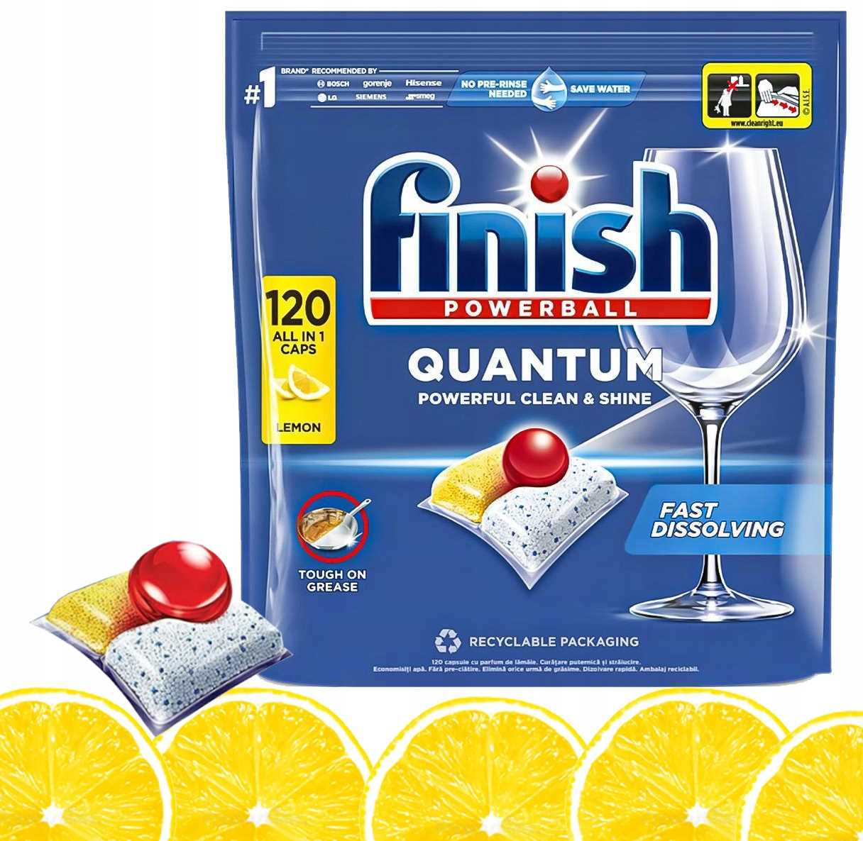Levně Finish Kapsle Quantum All-in-1 120 Lemon