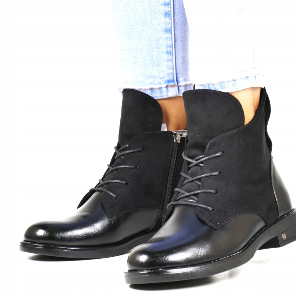 Kotníkové Boty Zateplené Černé Boty Na Zimu Pohodlné Plochá Podrážka Nové