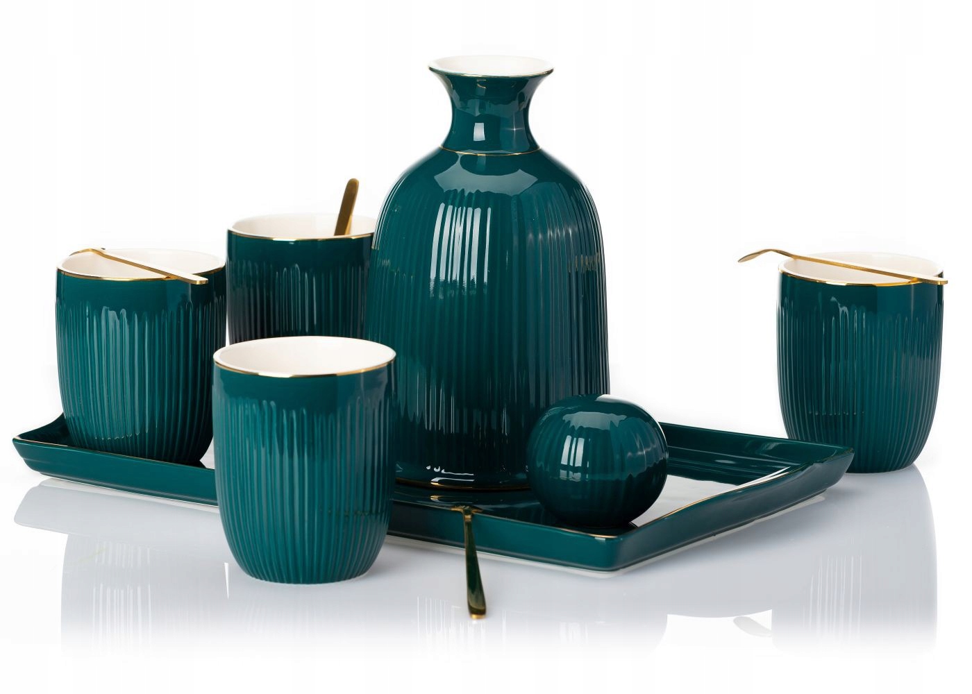 Ceramiczna karafka dzbanek na wodę szklanki taca