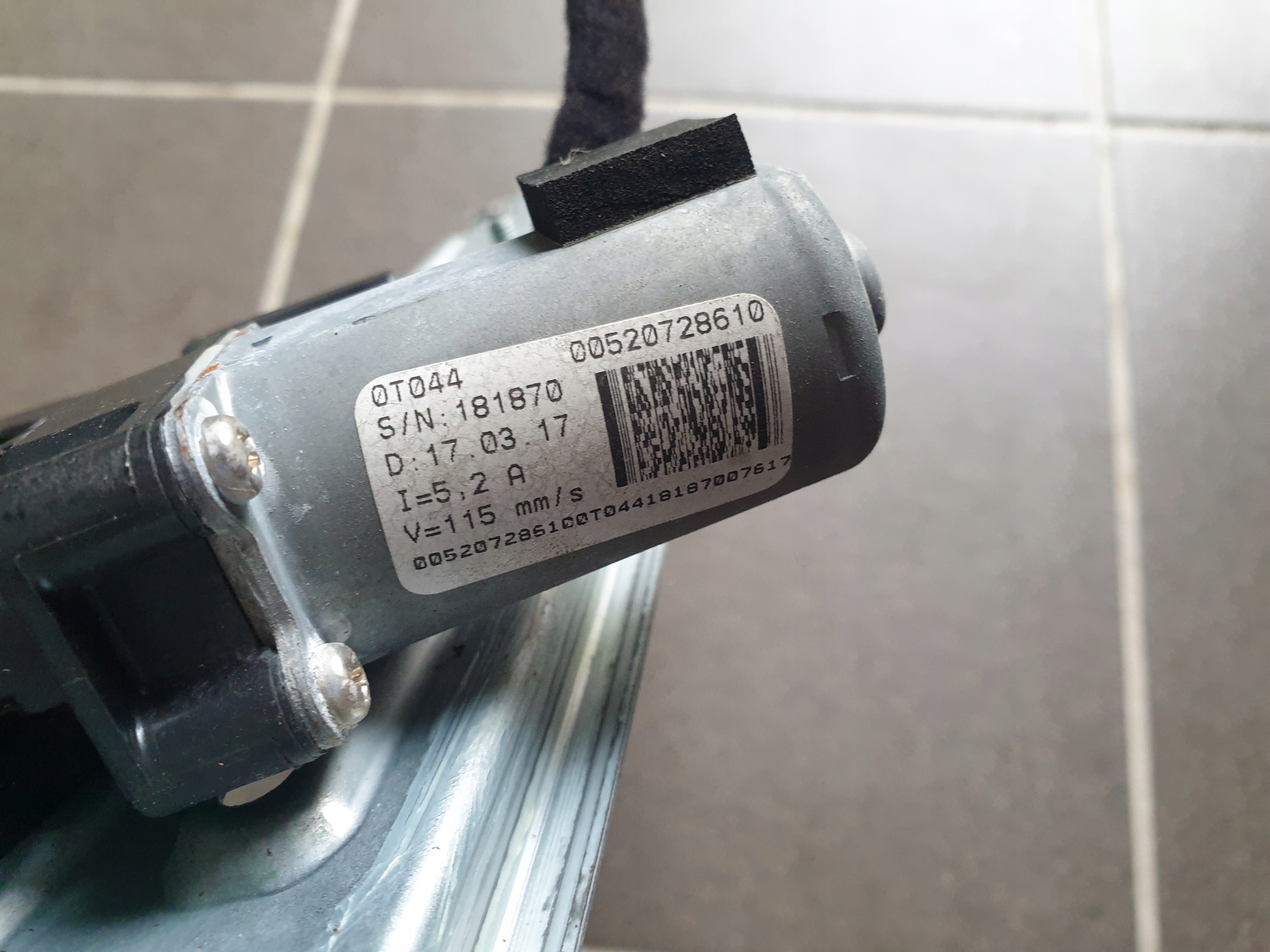 window regulator left rear part FIAT TIPO HB 2015- 00520728610