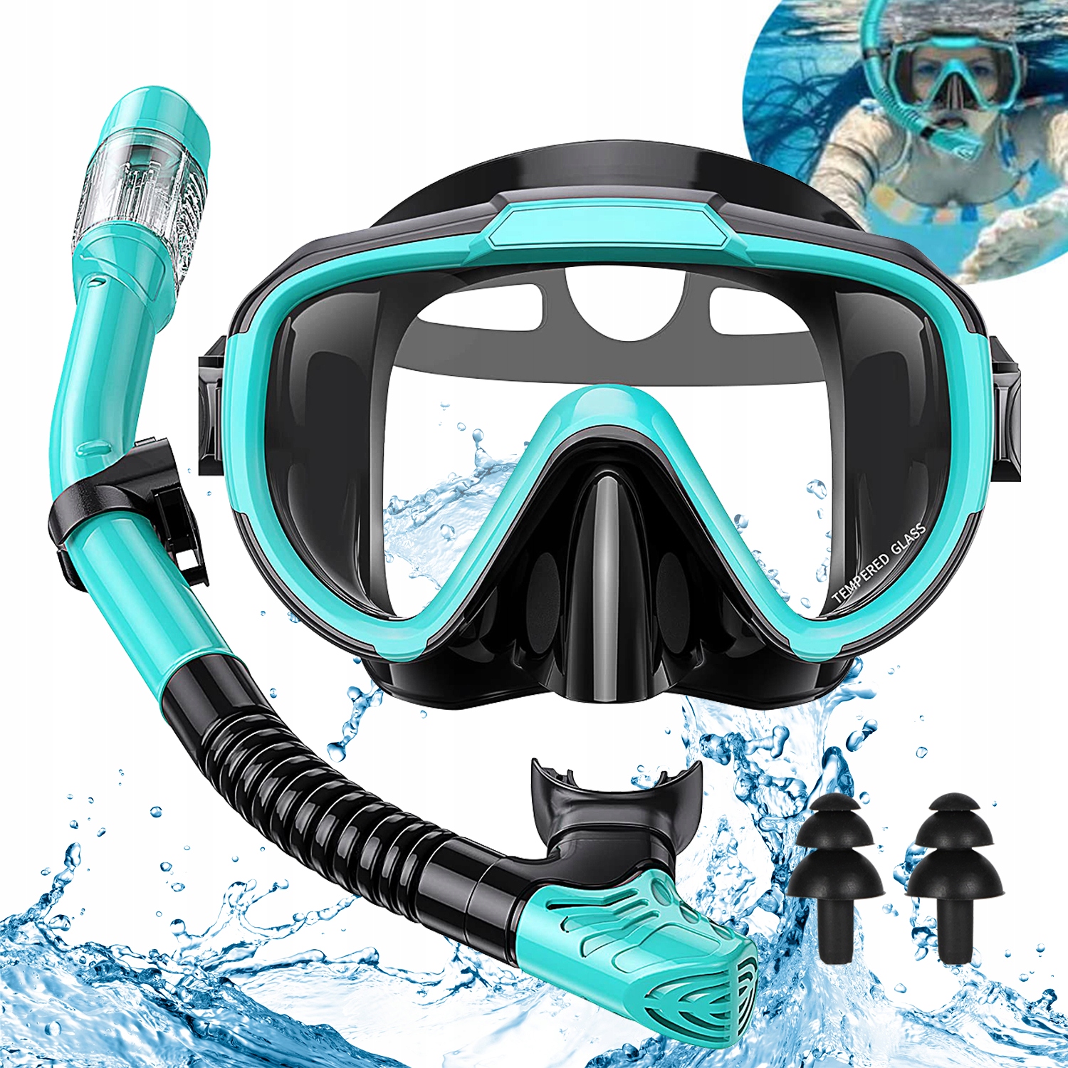 MASKA DO PŁYWANIA OKULARY DO NURKOWANIA Z RURKĄ DO WODY SNORKELINGU