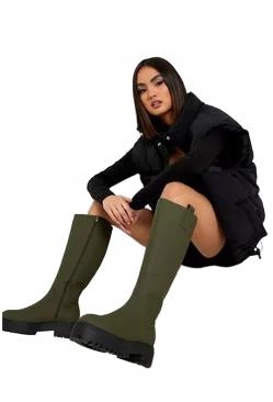 Boohoo Khaki Casual Kozačky ]41 Kzm 41