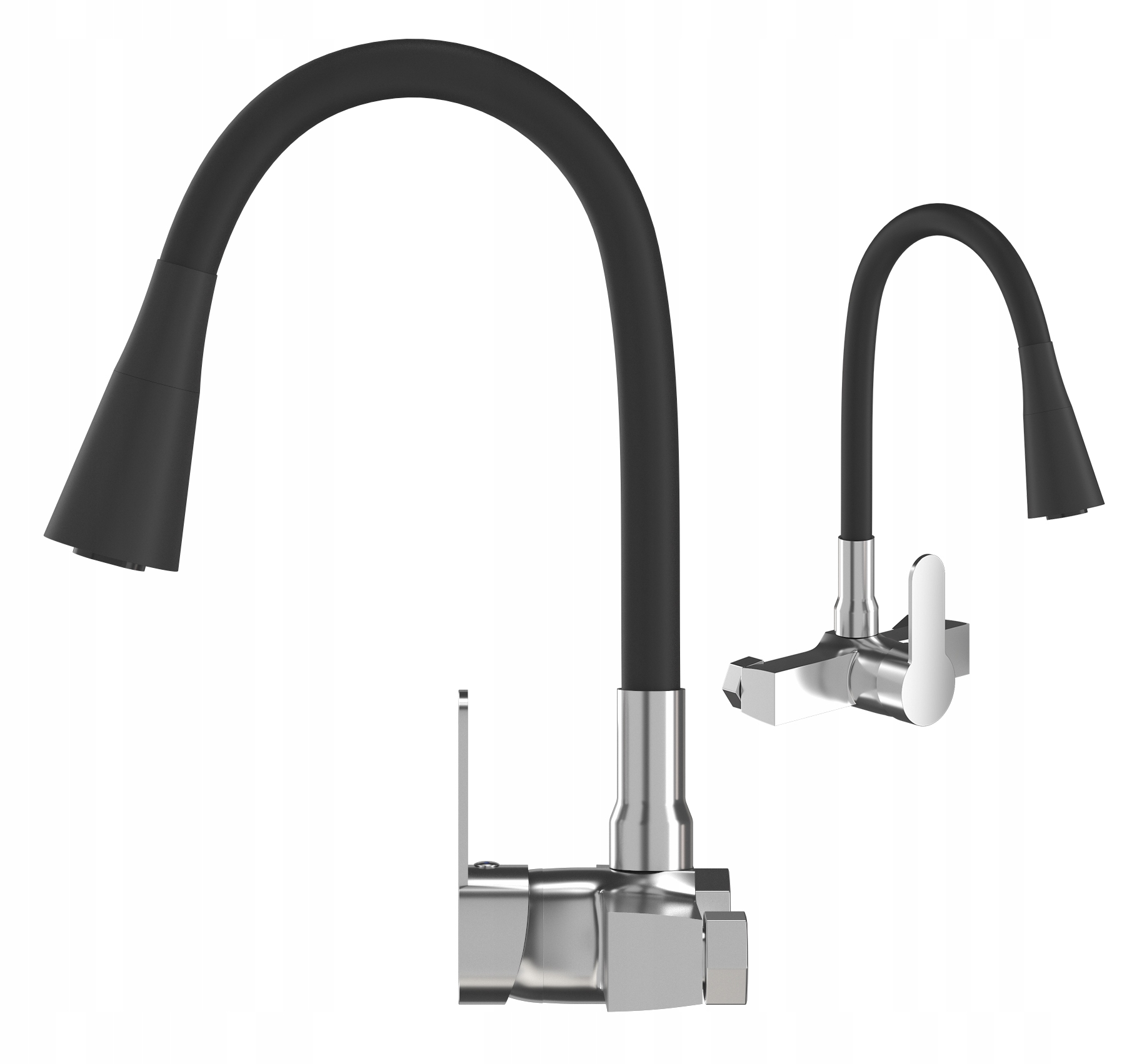 Flexibilný Kuchynský Kohútik Na Stenu S Ohybným Výtokom, Chróm, Čierny Flexo, Umývadlo