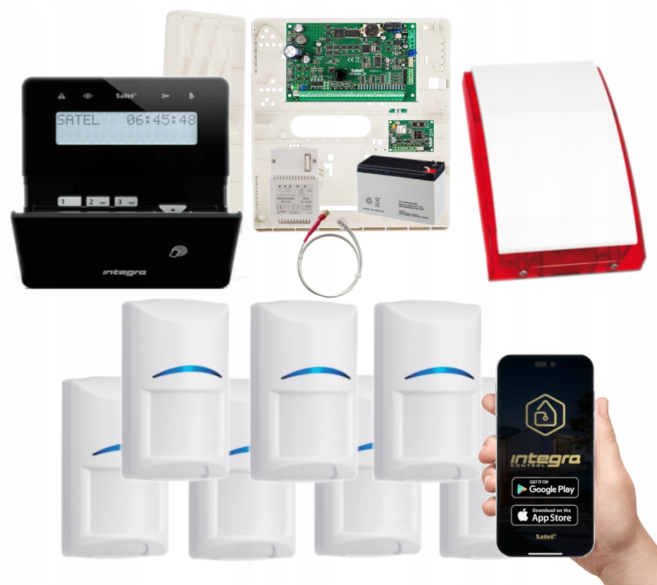 Zestaw Alarmowy Satel Integra 32 Gsm Lte Czytnik Rfid 7 Czujek Ruchu Alarm