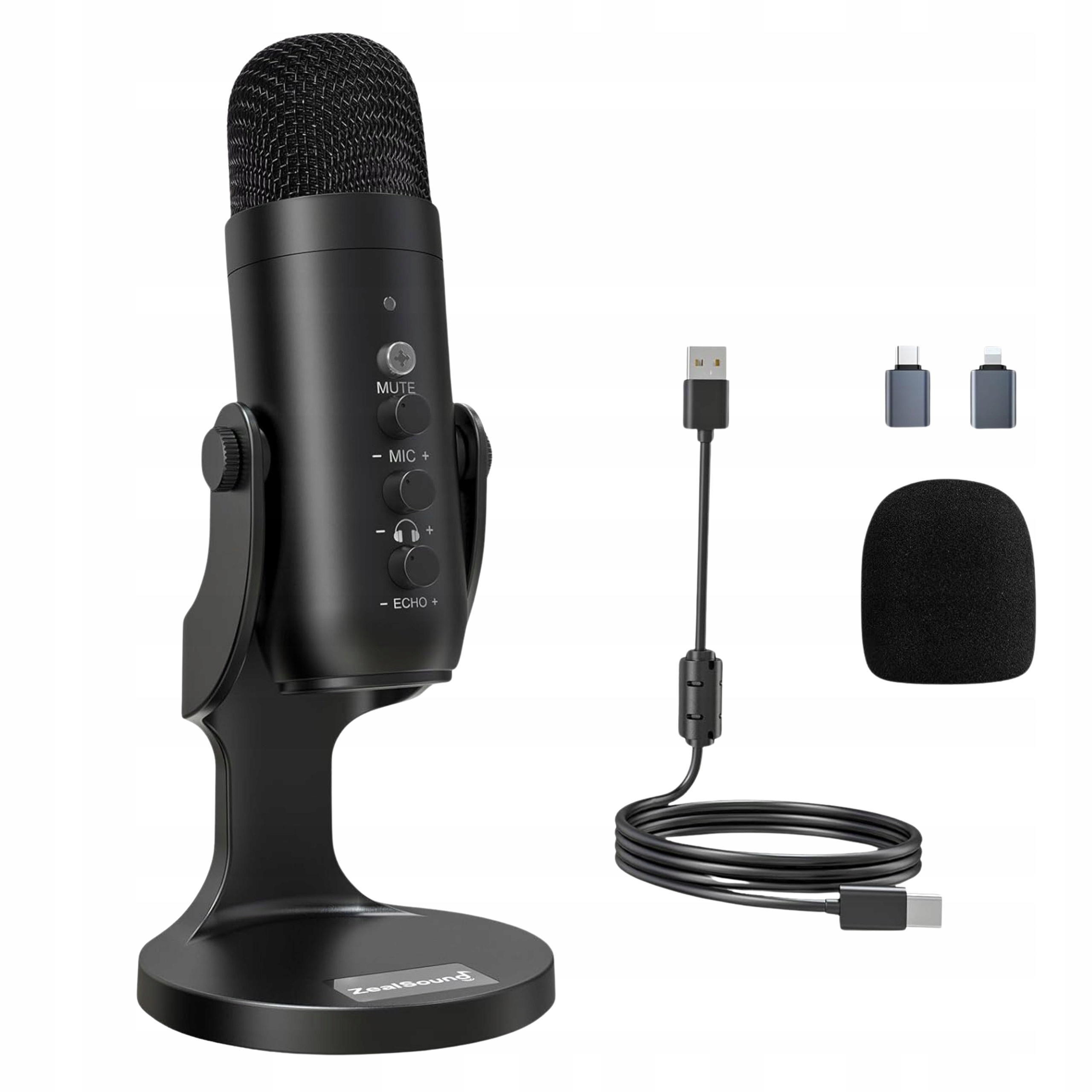 Mikrofon Studyjny Geamingowy Profesinalny Komputer, Smartfon Adapter USB-C